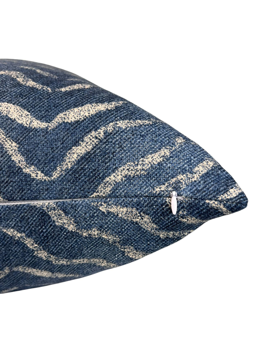 Handmade Persian Blue Zebra Print Pillow Cover, Navy Wildlife Cushion