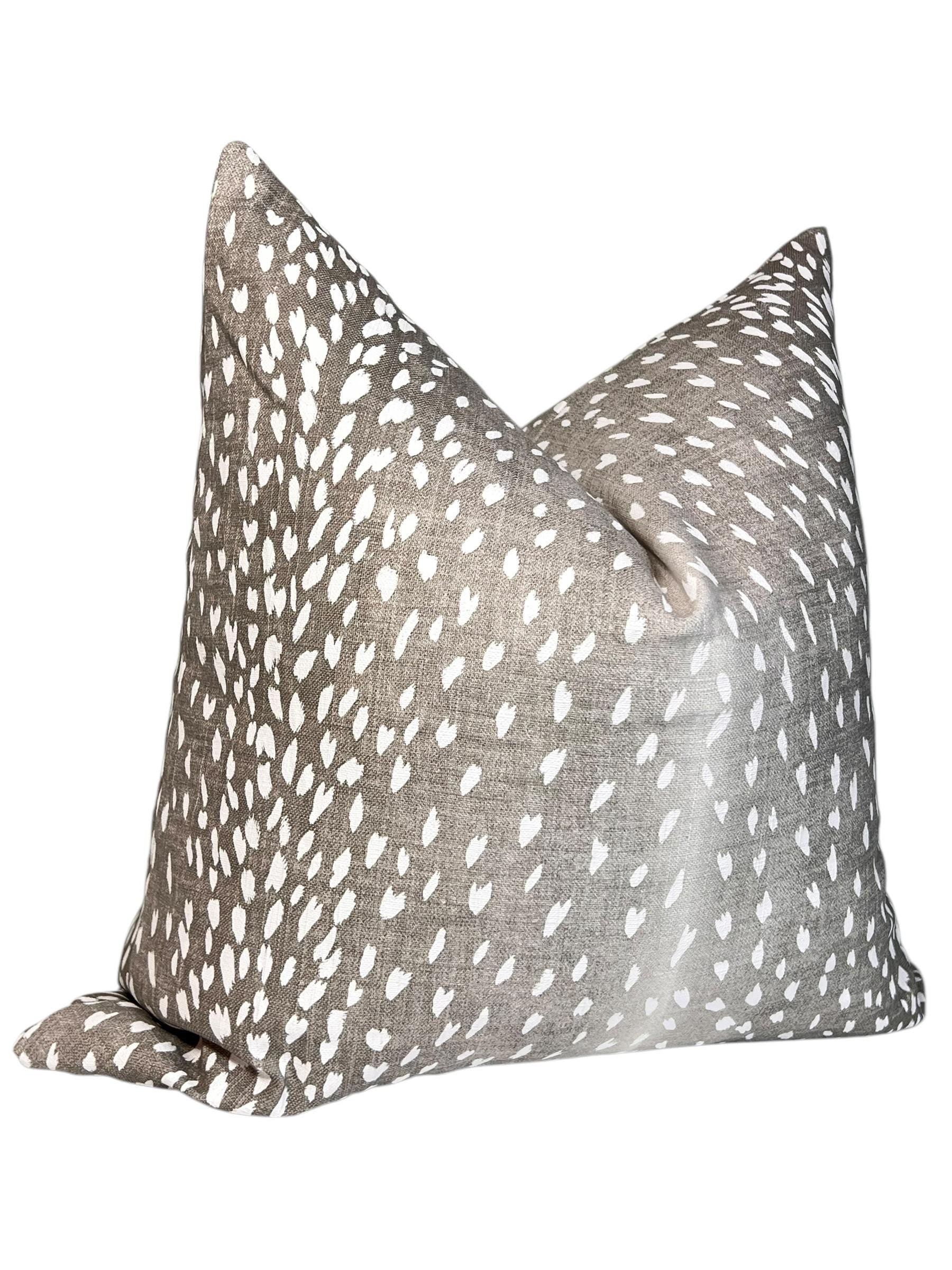 Gray Fawn Print Pillow Cover, Modern Animal Cushion