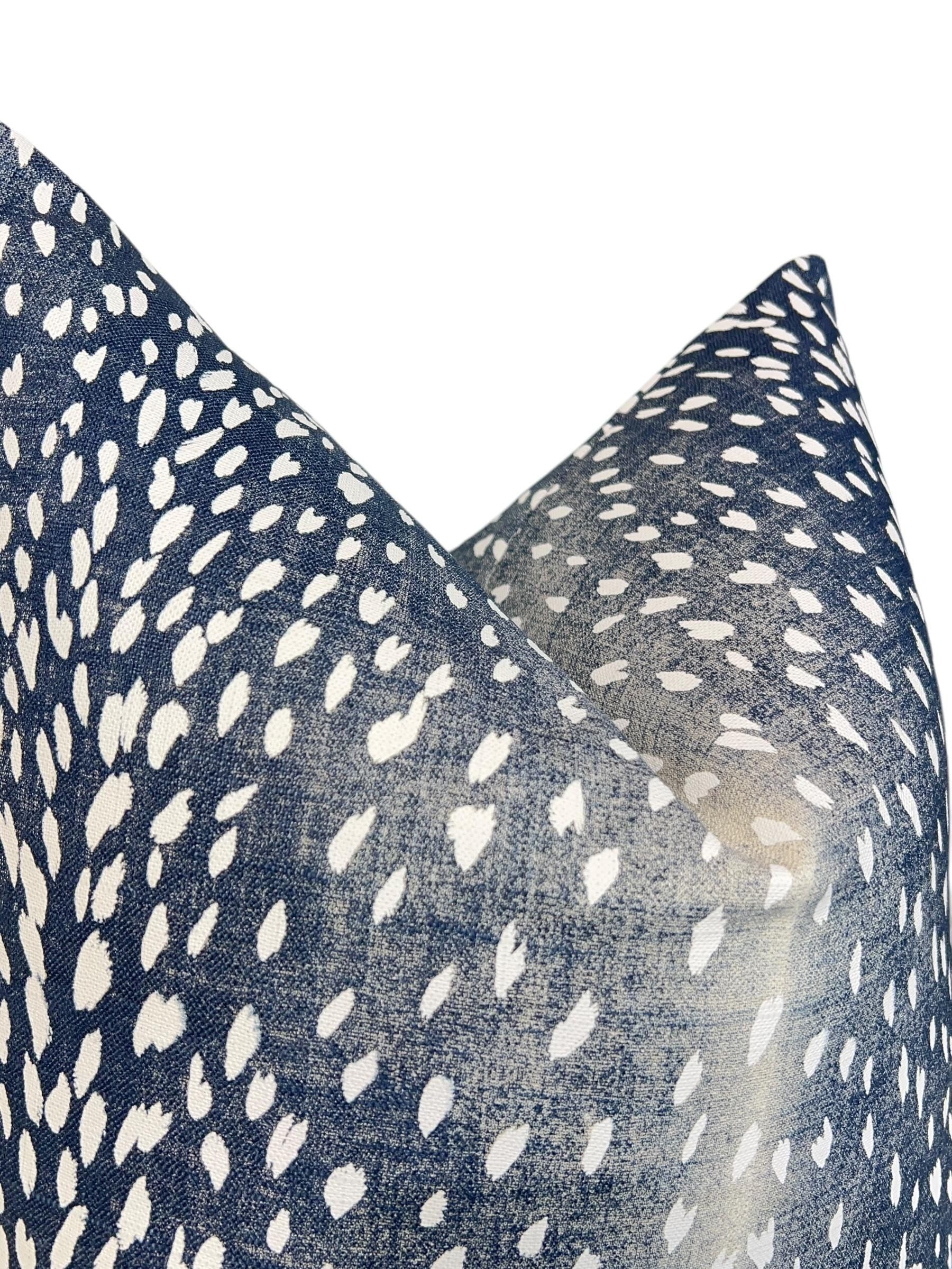 Blue Fawn Print Pillow Cover, Animal Cushion, Handmade USA