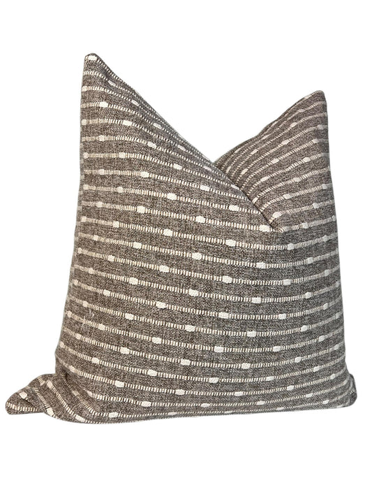 Woven Stripped pillow, Striped Boho Pillow Cover, Raised Dotted Stripe Cushion, teak Boho accent pillow