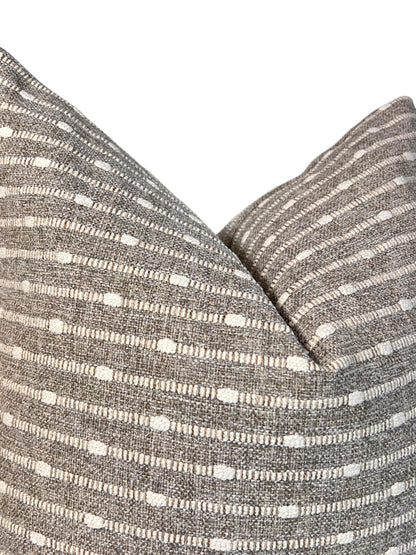 Woven Stripped pillow, Striped Boho Pillow Cover, Raised Dotted Stripe Cushion, teak Boho accent pillow