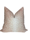 Antelope Print Pillow Cover, Beige Fawn Animal Cushion, Handmade USA