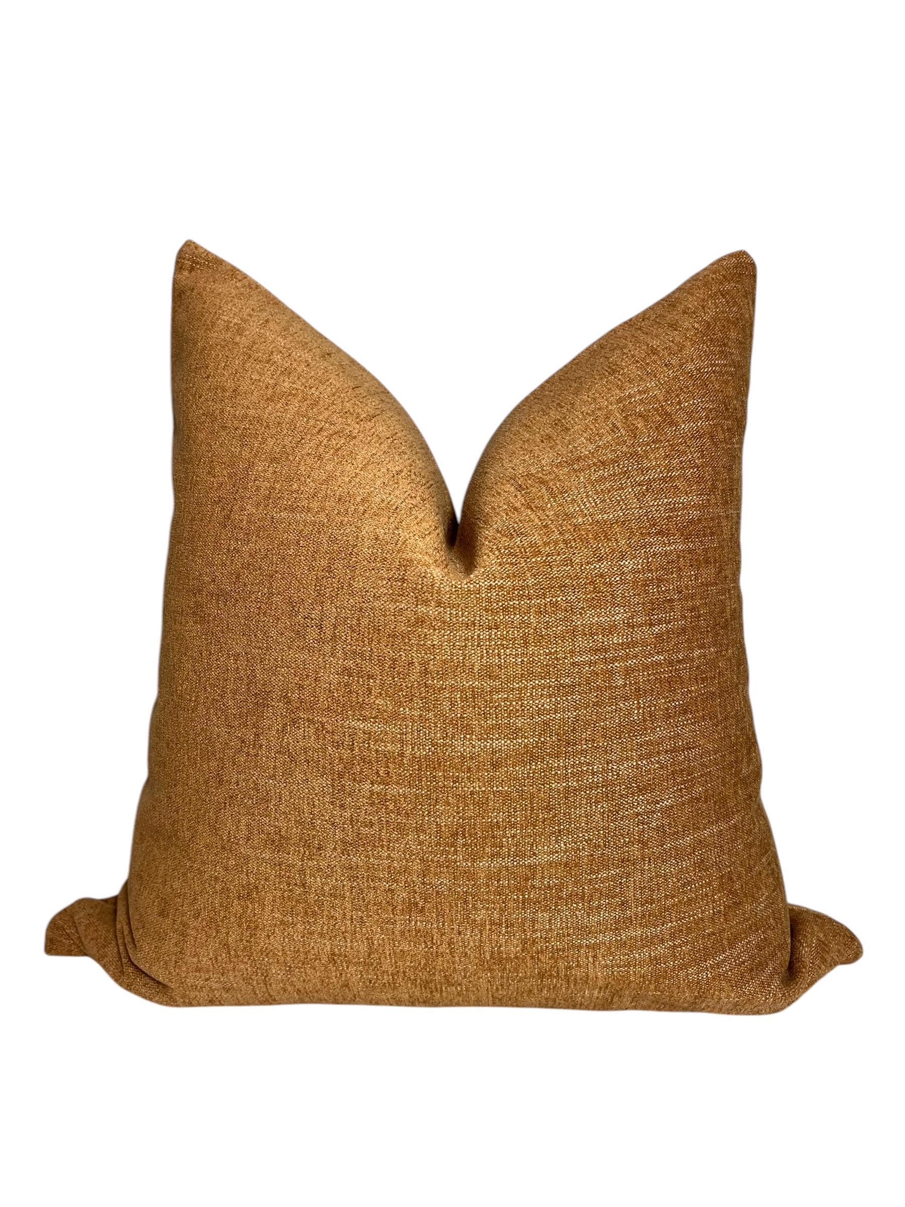 Rustic Brown Linen Pillow Cover, Farmhouse Button Cushion
