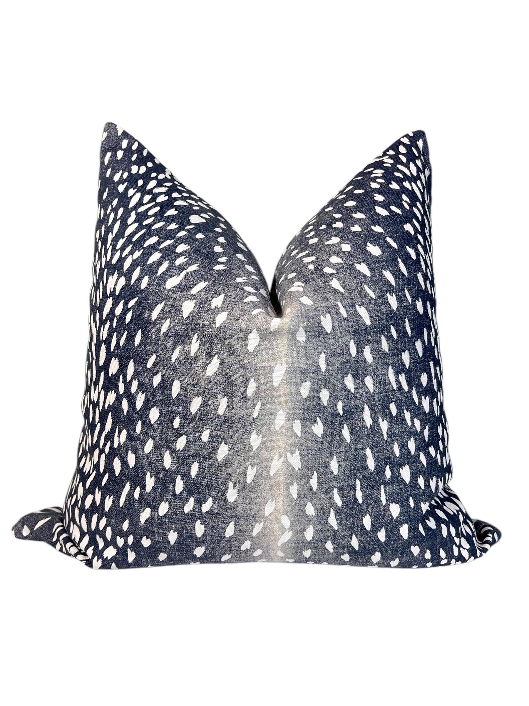 Blue Fawn Print Pillow Cover, Animal Cushion, Handmade USA