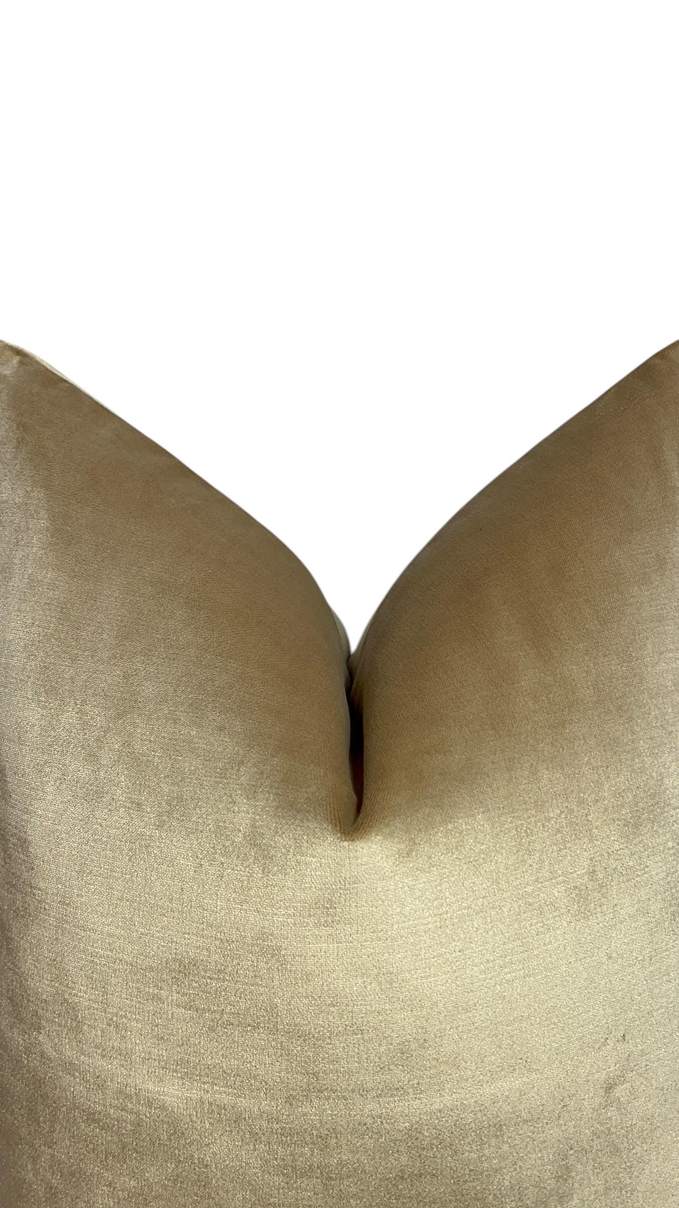 Champagne Velvet Pillow Cover, Golden Beige Linen, Handmade