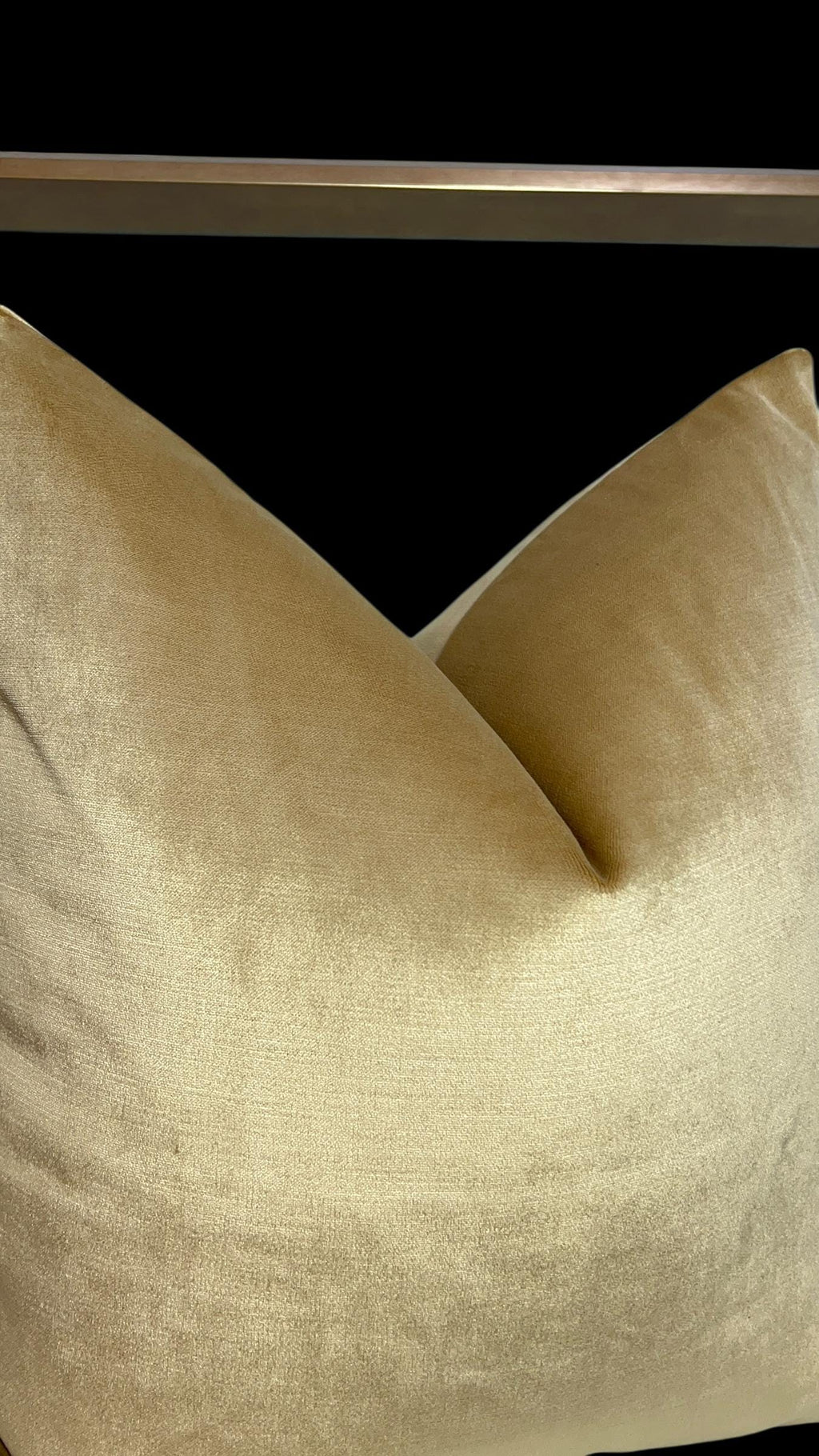 Champagne Velvet Pillow Cover, Golden Beige Linen, Handmade
