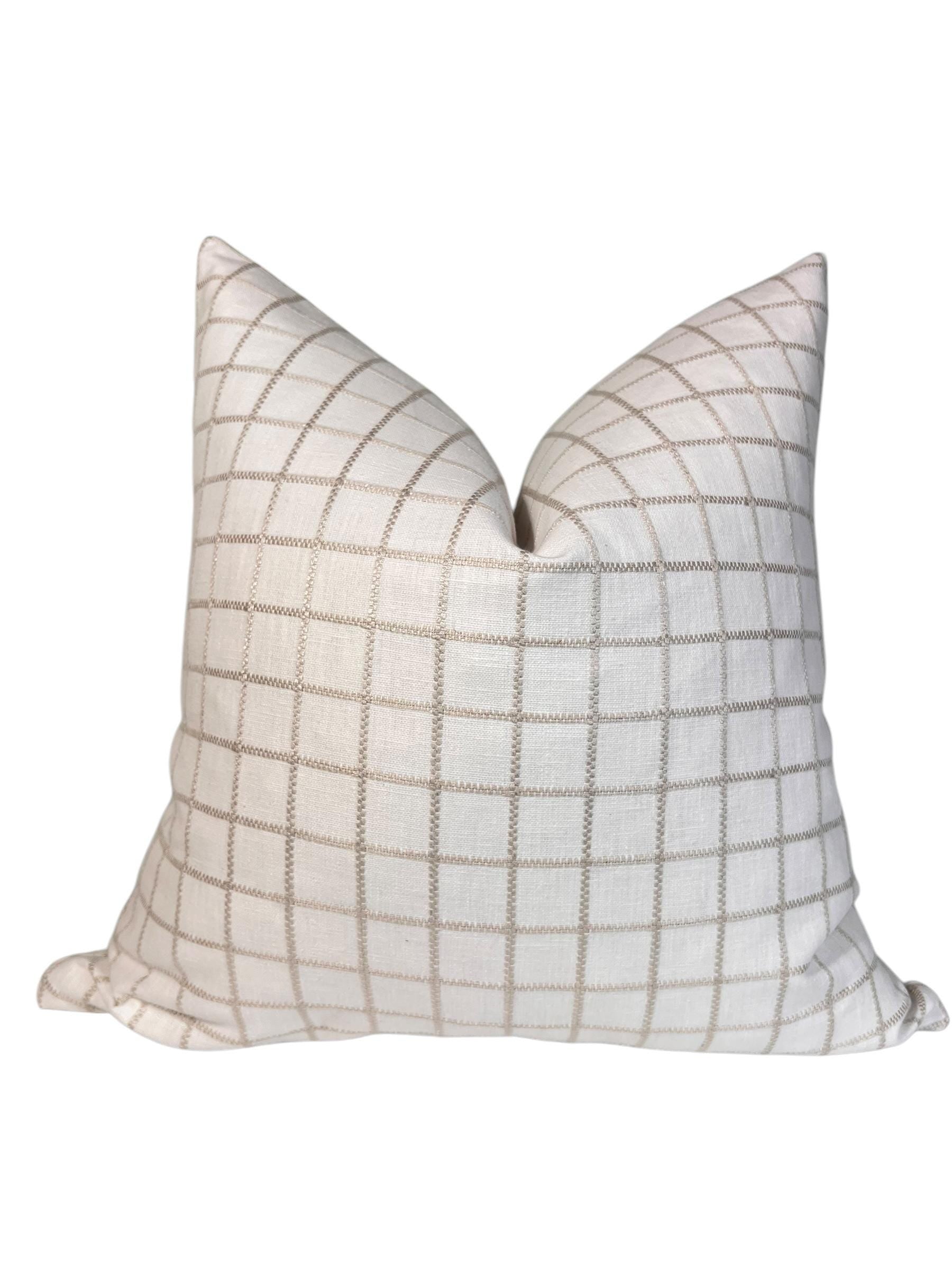 Neutral Throw Pillow Cover Set, Beige Textured Cushions, USA Handcrafted
