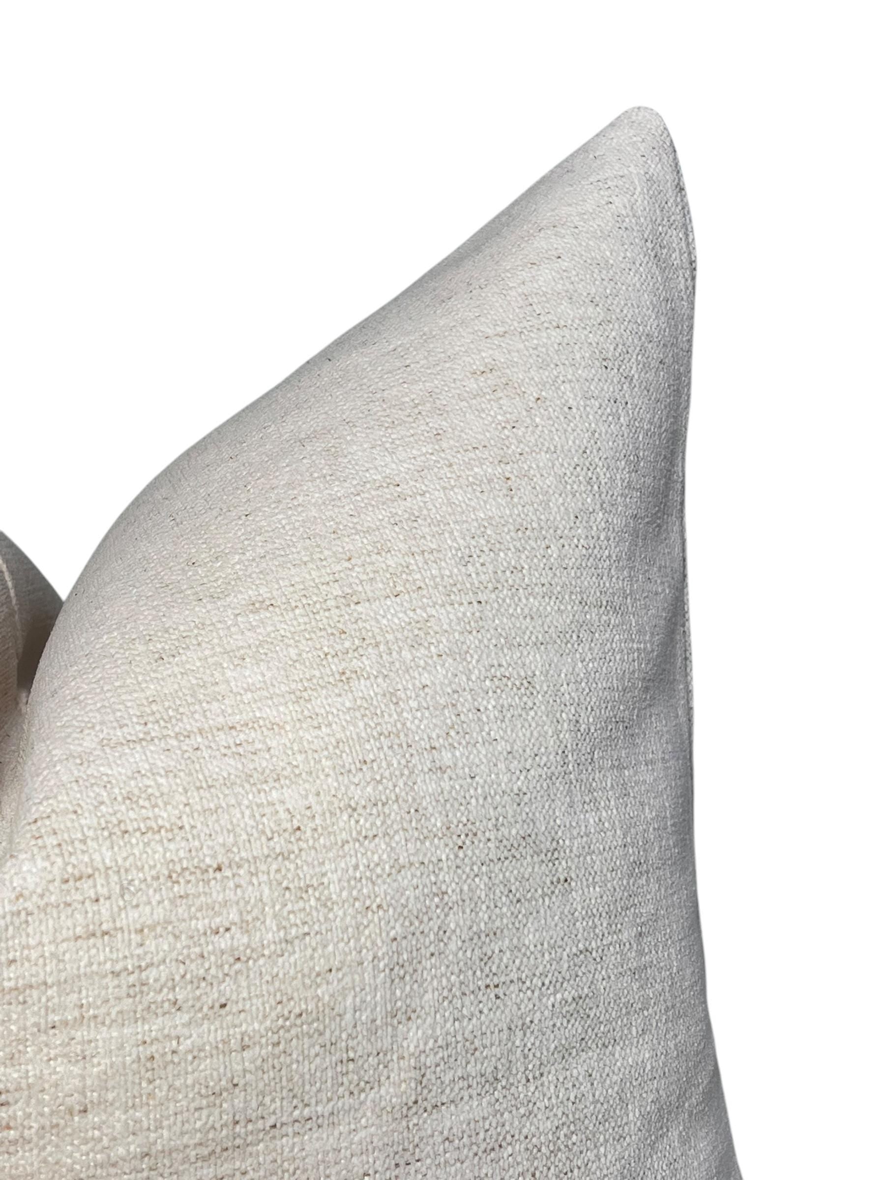 Neutral Throw Pillow Cover Set, Beige Textured Cushions, USA Handcrafted