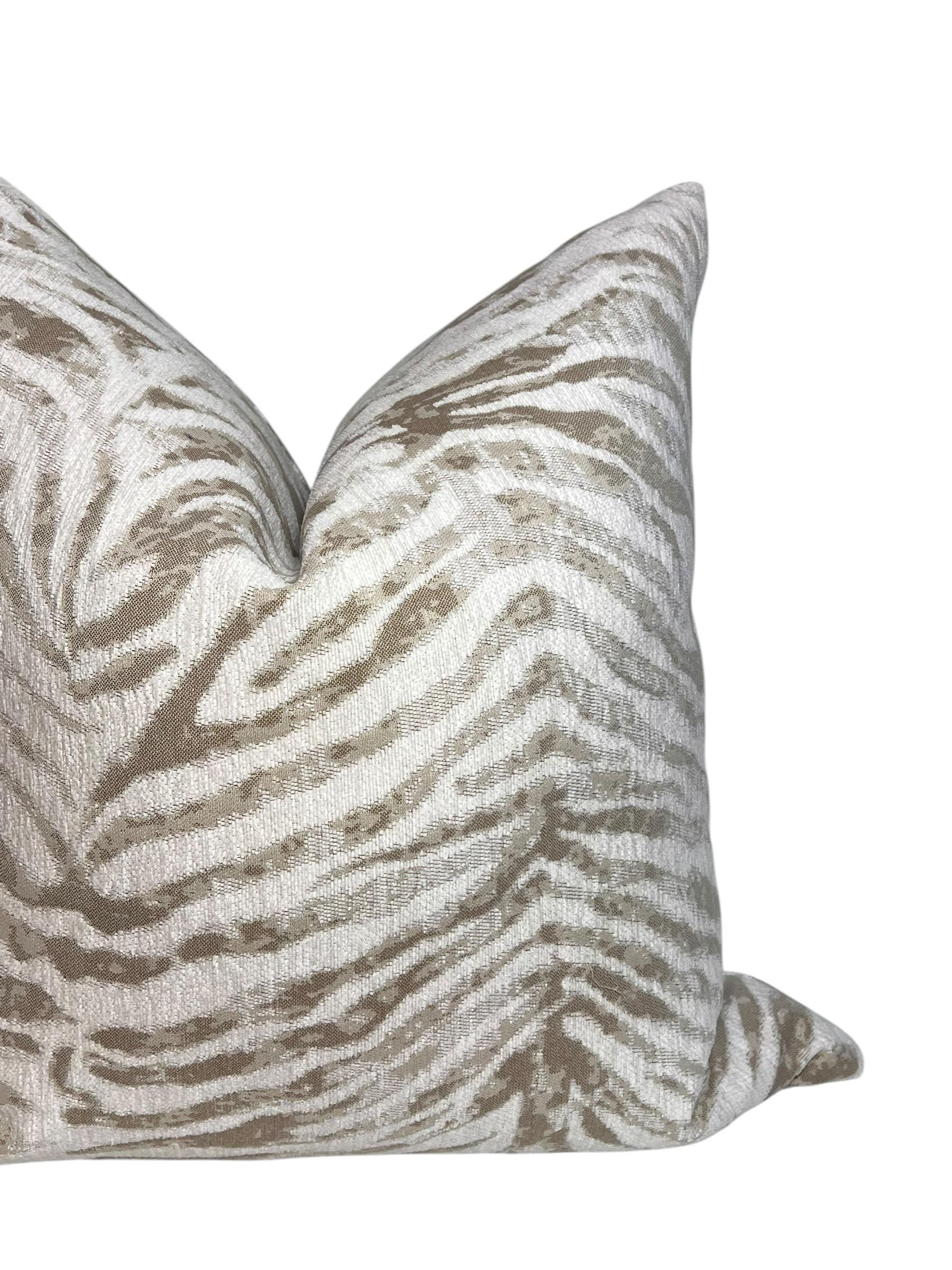 Neutral Throw Pillow Cover Set, Beige Textured Cushions, USA Handcrafted