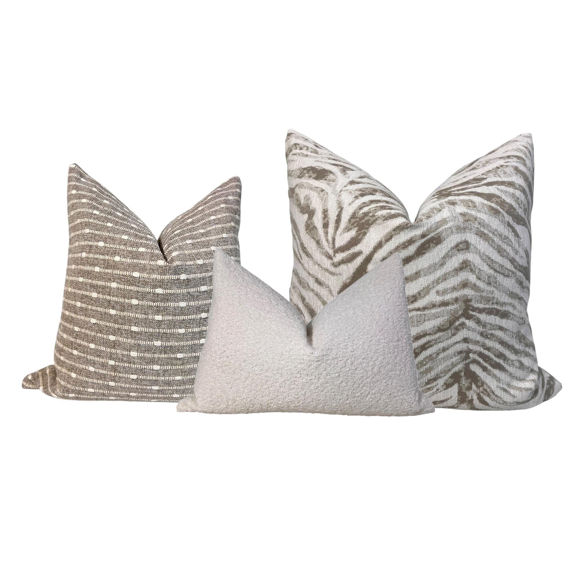 Boho Pillow Cover Set, Neutral Textured Throw Pillows, USA Made