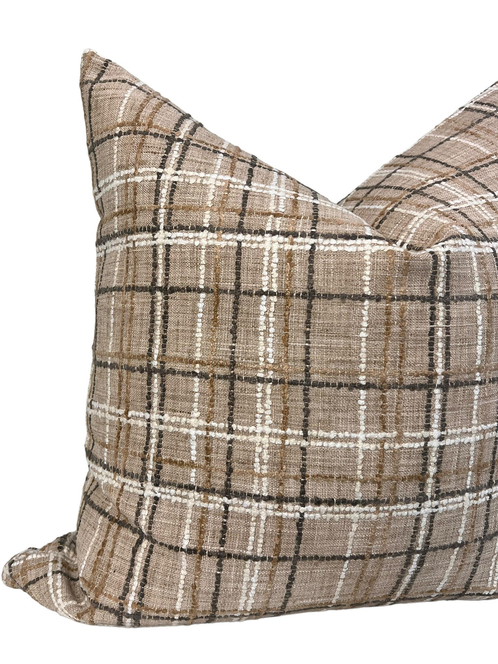 Plaid Pillow Set, Boho Textured cushions, Neutral decorative Pillow Cover Combo, Beige and cream pillows, Set of throw pillow Covers,