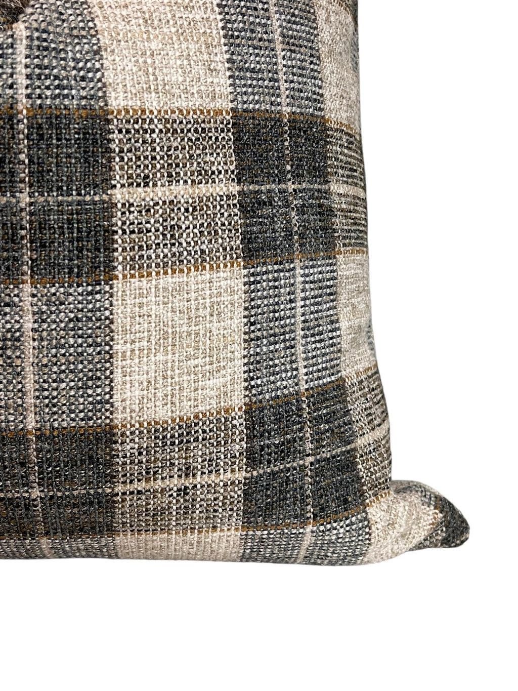 Neutral Beige Gray, Plaid Linen Pillow Cover, Farmhouse Cushion