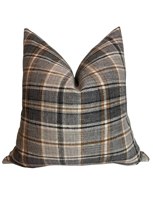 Fall plaid Pillow Cover, Rustic Checkered Pillow Cover, Country Chic Decor, Neutral Plaid Cushion Cover, Classic Tartan Throw Pillow