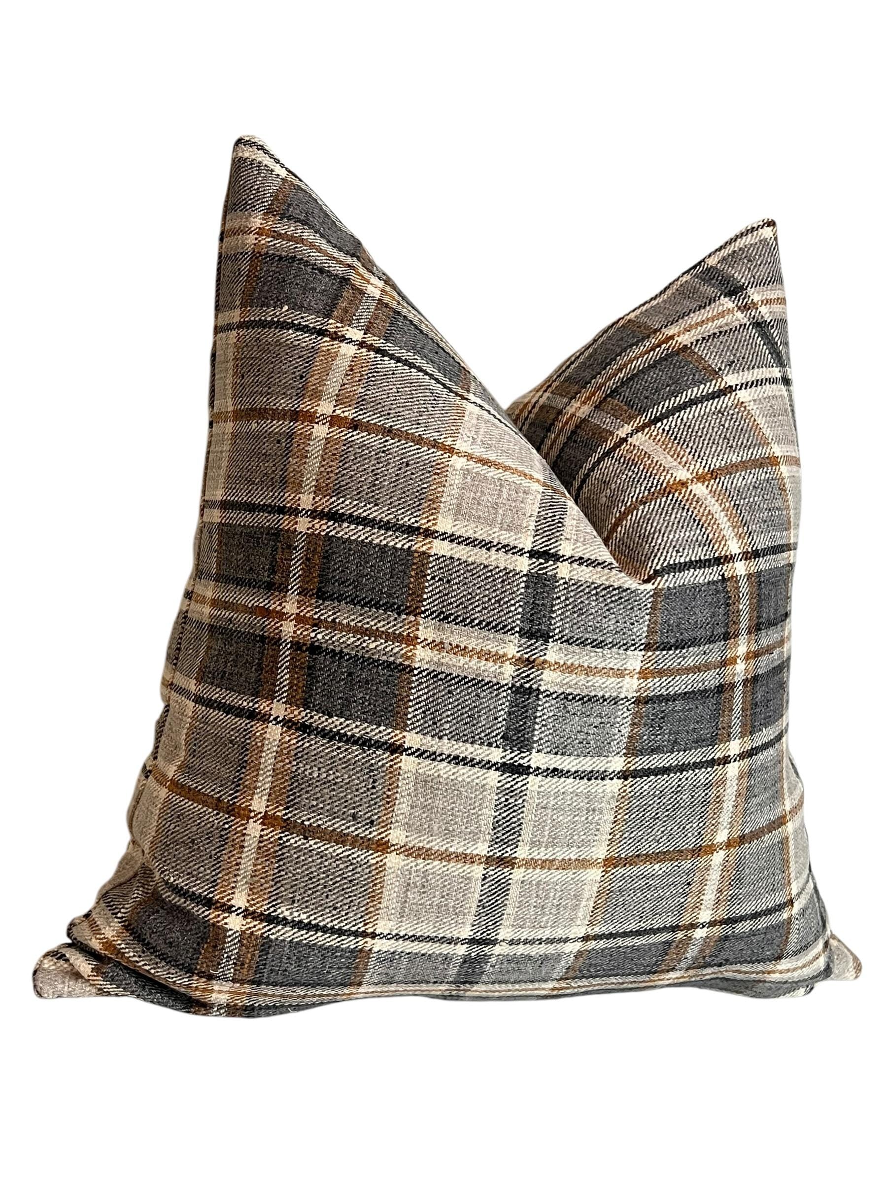 Fall plaid Pillow Cover, Rustic Checkered Pillow Cover, Country Chic Decor, Neutral Plaid Cushion Cover, Classic Tartan Throw Pillow