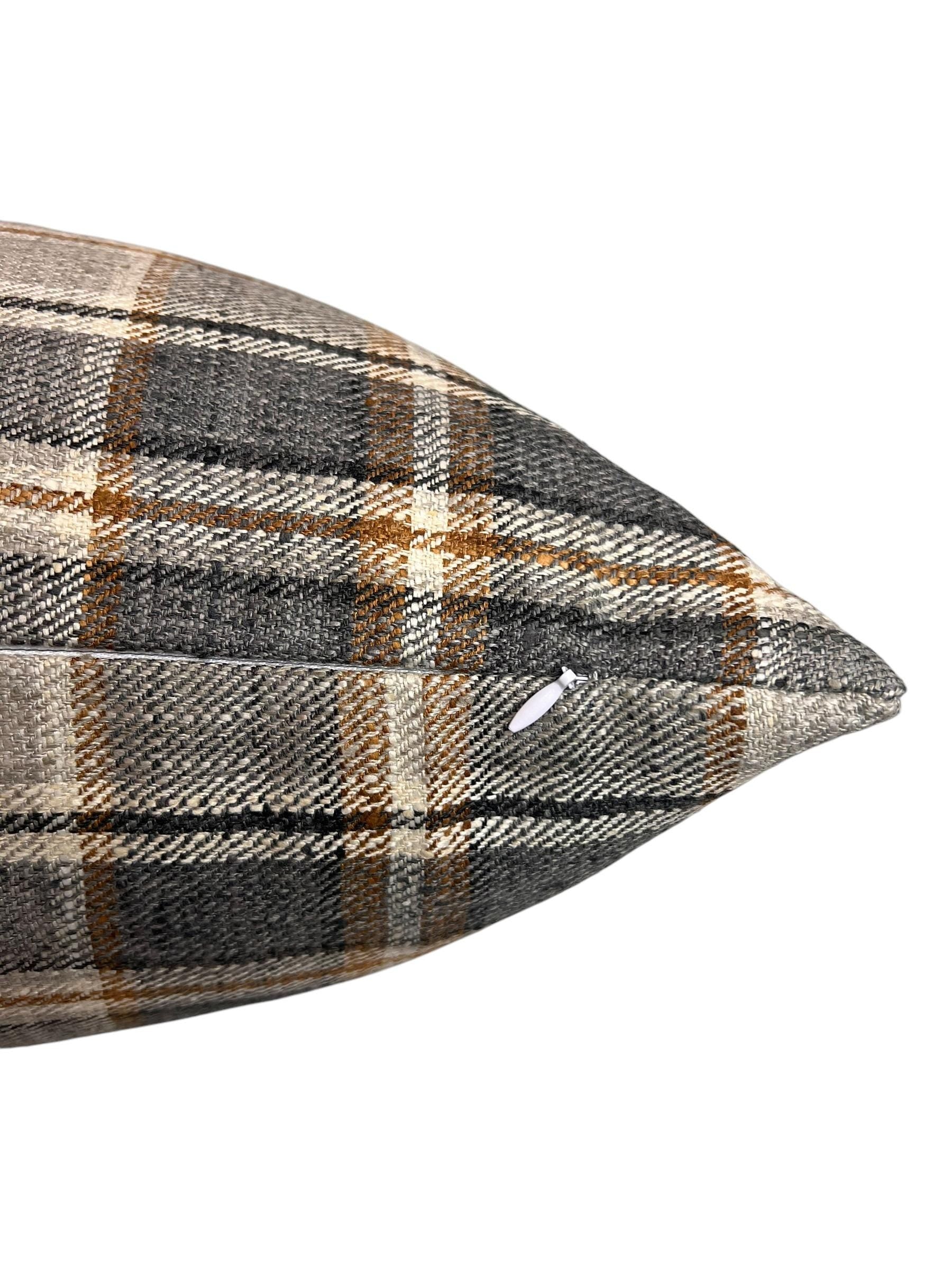 Fall plaid Pillow Cover, Rustic Checkered Pillow Cover, Country Chic Decor, Neutral Plaid Cushion Cover, Classic Tartan Throw Pillow