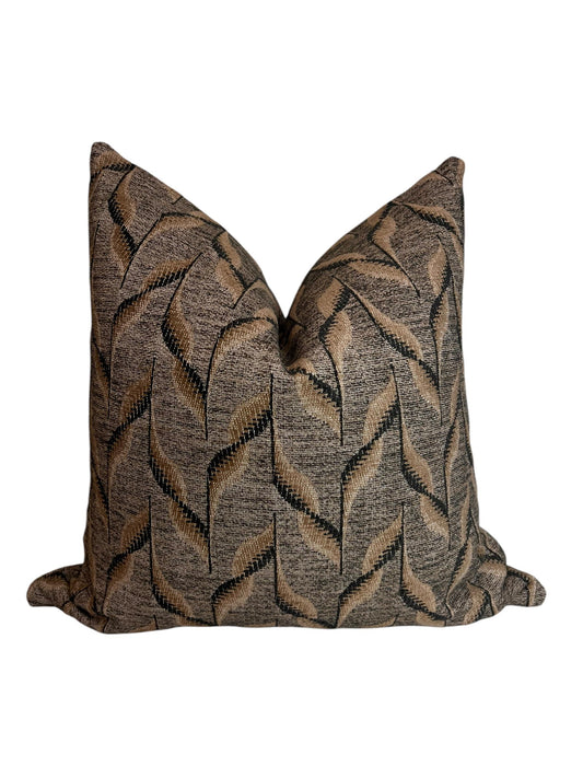 Modern Geometric Pillow Cover, boho Cushion Cover, earthy Tones accent cushion, Abstract Pattern Pillow, Black and Brown Pillow.
