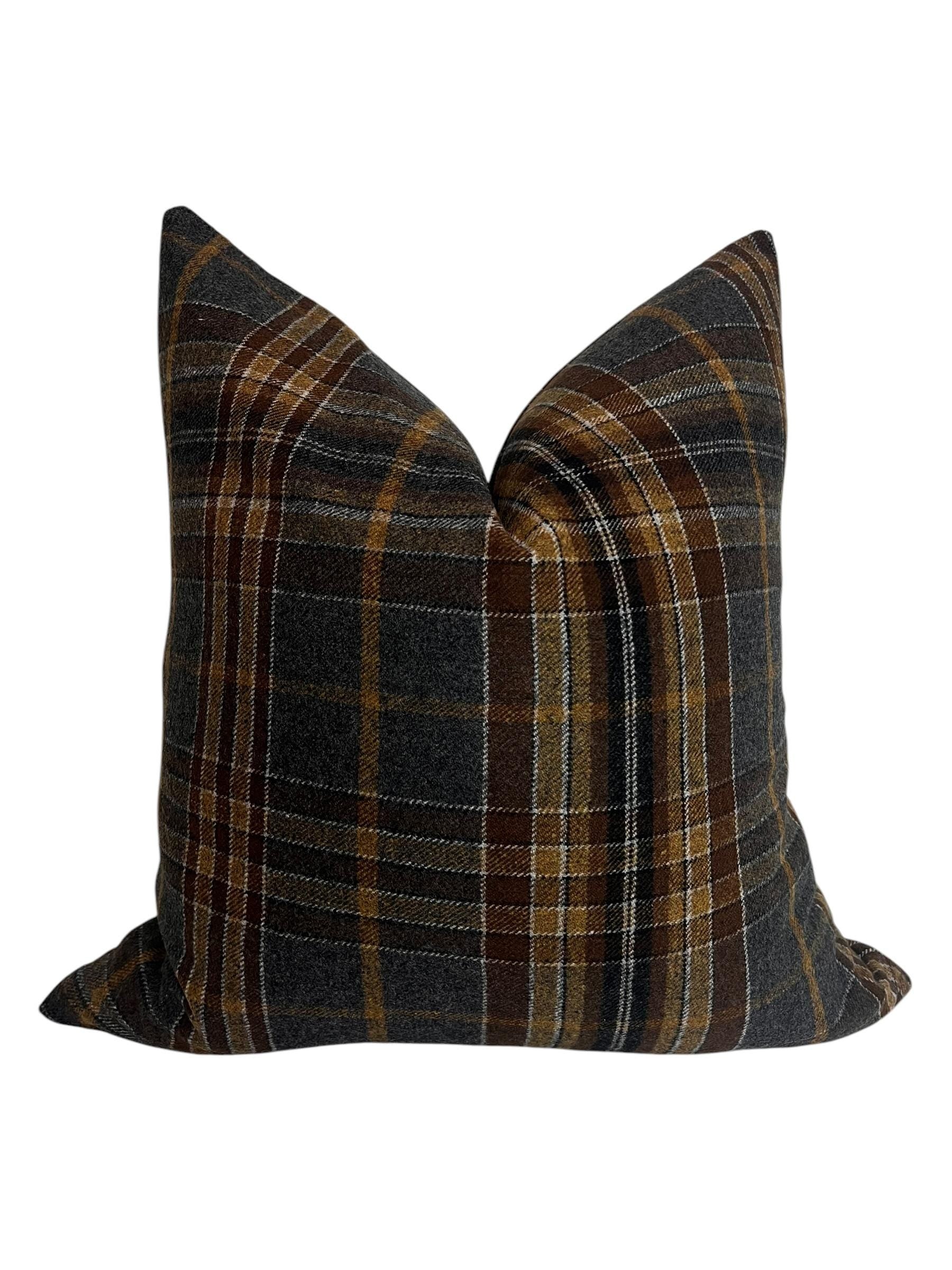 Dark plaid Pillow Cover, Flannel Plaid Throw Pillow, dark Tartan Pillow Cover, Vintage inspired Cushion, Warm Autumn decor,Classic Plaid