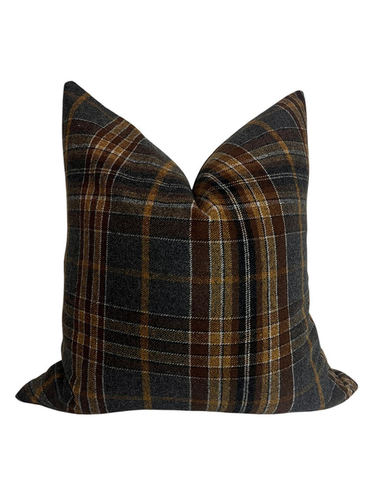 Dark plaid Pillow Cover, Flannel Plaid Throw Pillow, dark Tartan Pillow Cover, Vintage inspired Cushion, Warm Autumn decor,Classic Plaid