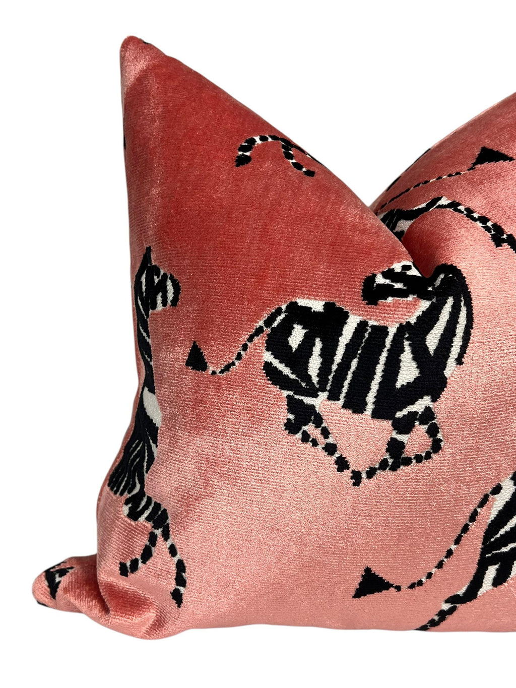 Dancing Zebra Pink Velvet Pillow Cover, Exotic Animal Print Pillow Cover, Safari Decor Velvet Pillow, Pink and Black Zebra Cushion