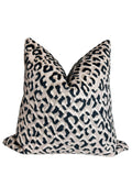 Handmade Blue Leopard Print Velvet Pillow Cover
