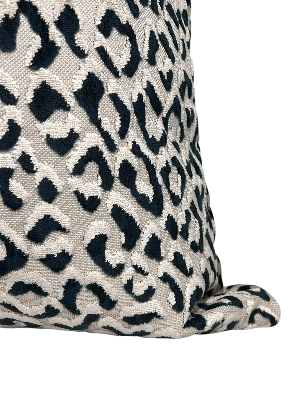 Handmade Blue Leopard Print Velvet Pillow Cover