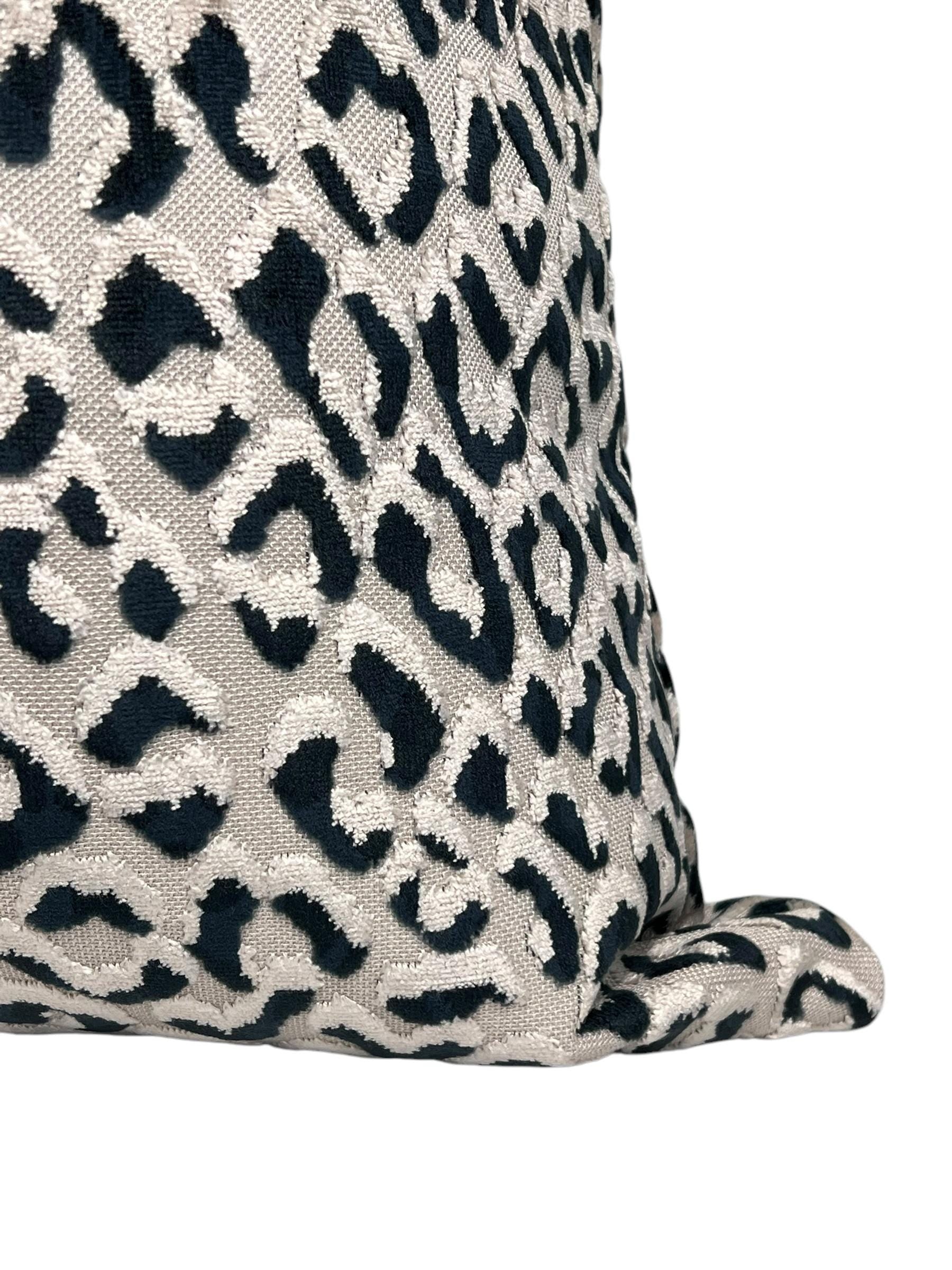 Handmade Blue Leopard Print Velvet Pillow Cover