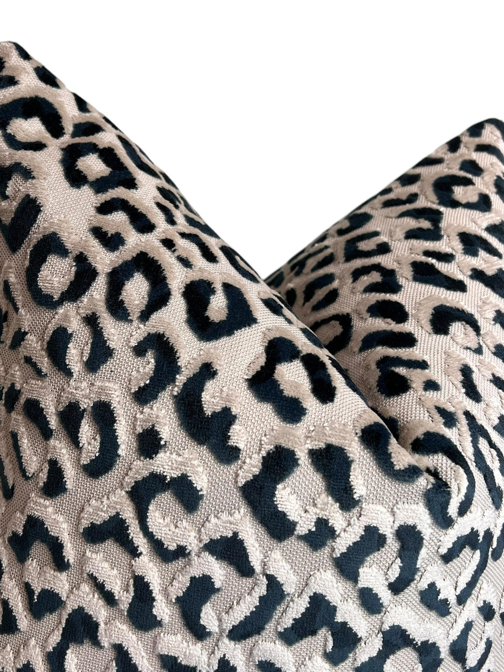 Handmade Blue Leopard Print Velvet Pillow Cover