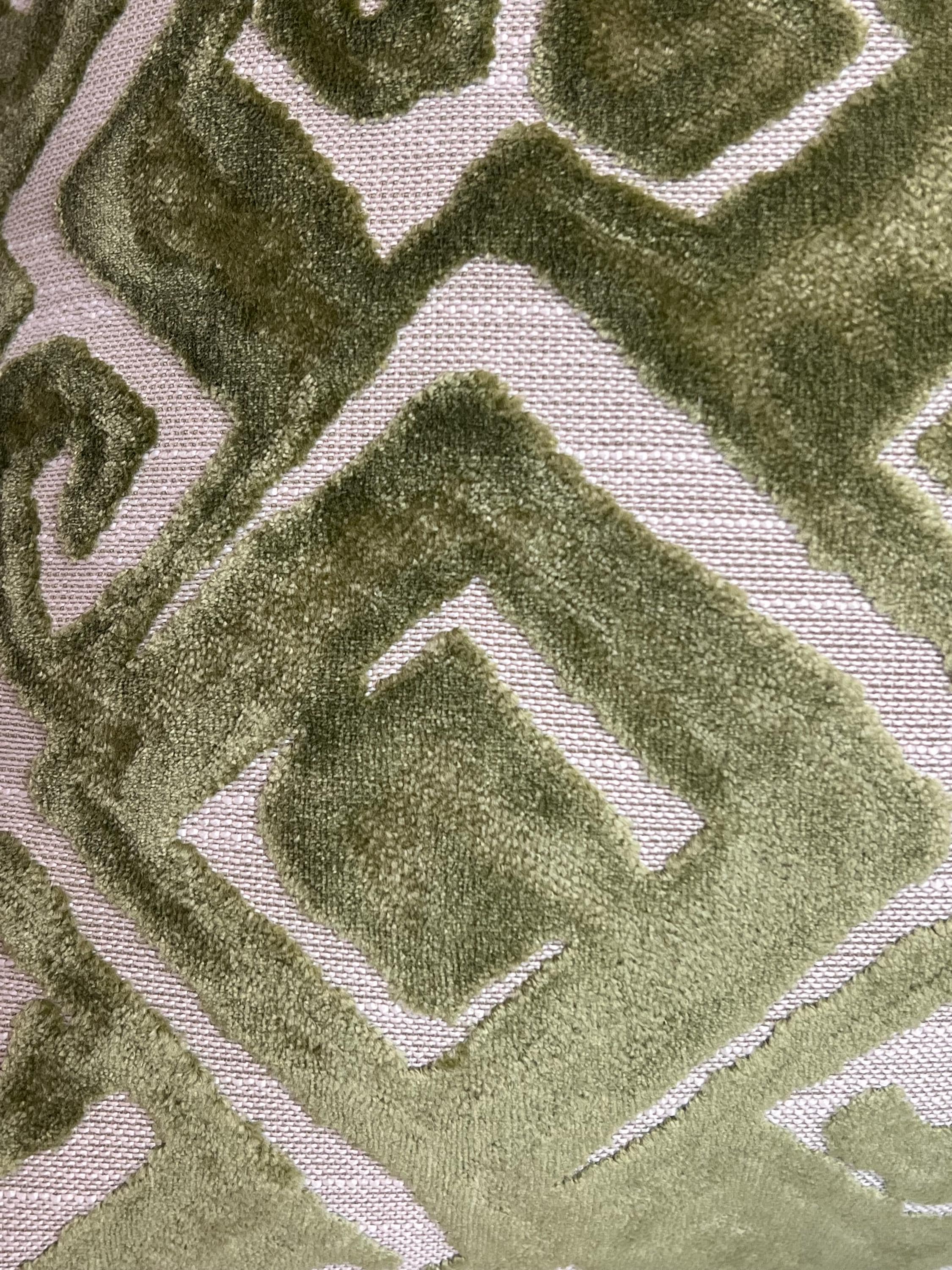 Chartreuse Green Designer Cut Velvet Throw Pillow Cover Green Velvet Geometric Pillow, Abstract Velvet Pillow, tribal Inspired velvet Pillow