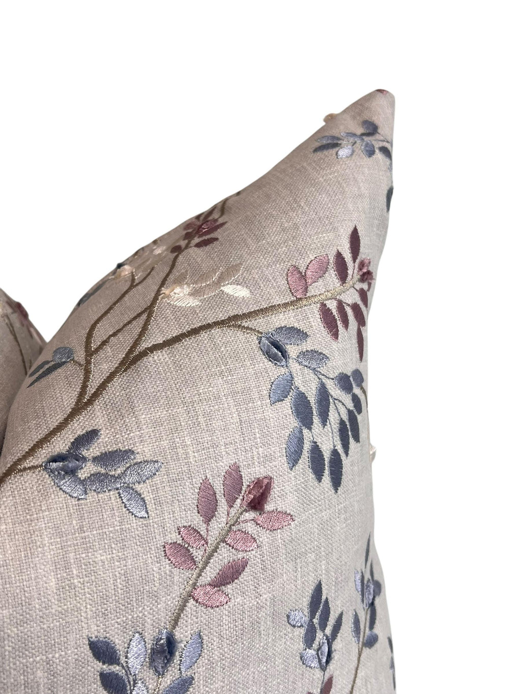 Embroidered Vine Pillow Cover, Botanical Embroidered Pillow, soft Linen throw Pillow, Handmade Branch Pillow Cover, Leaf embroidery Cushion