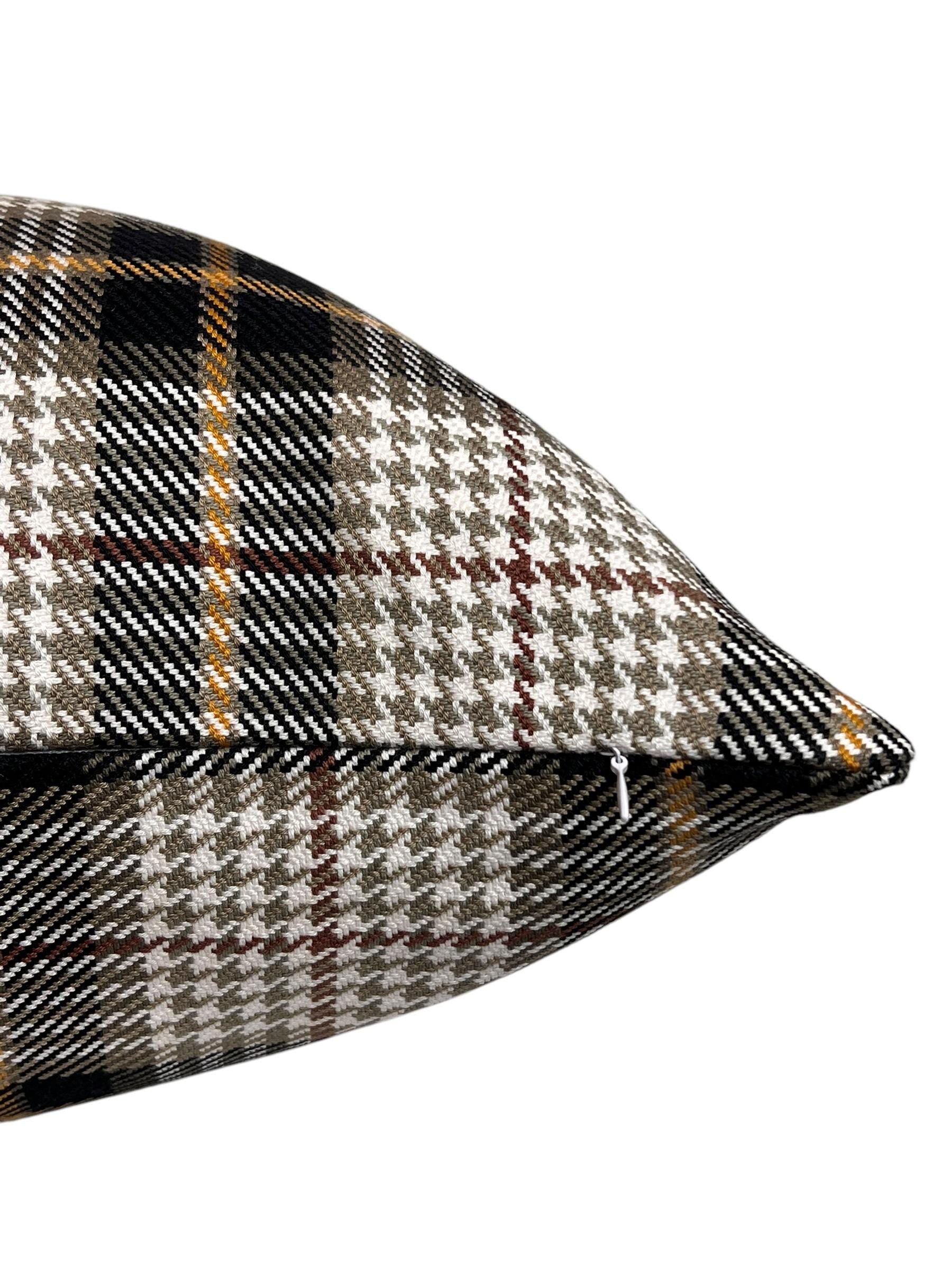 Plaid Wool Pillow Cover | Tartan Houndstooth Cushion, Fall Decor