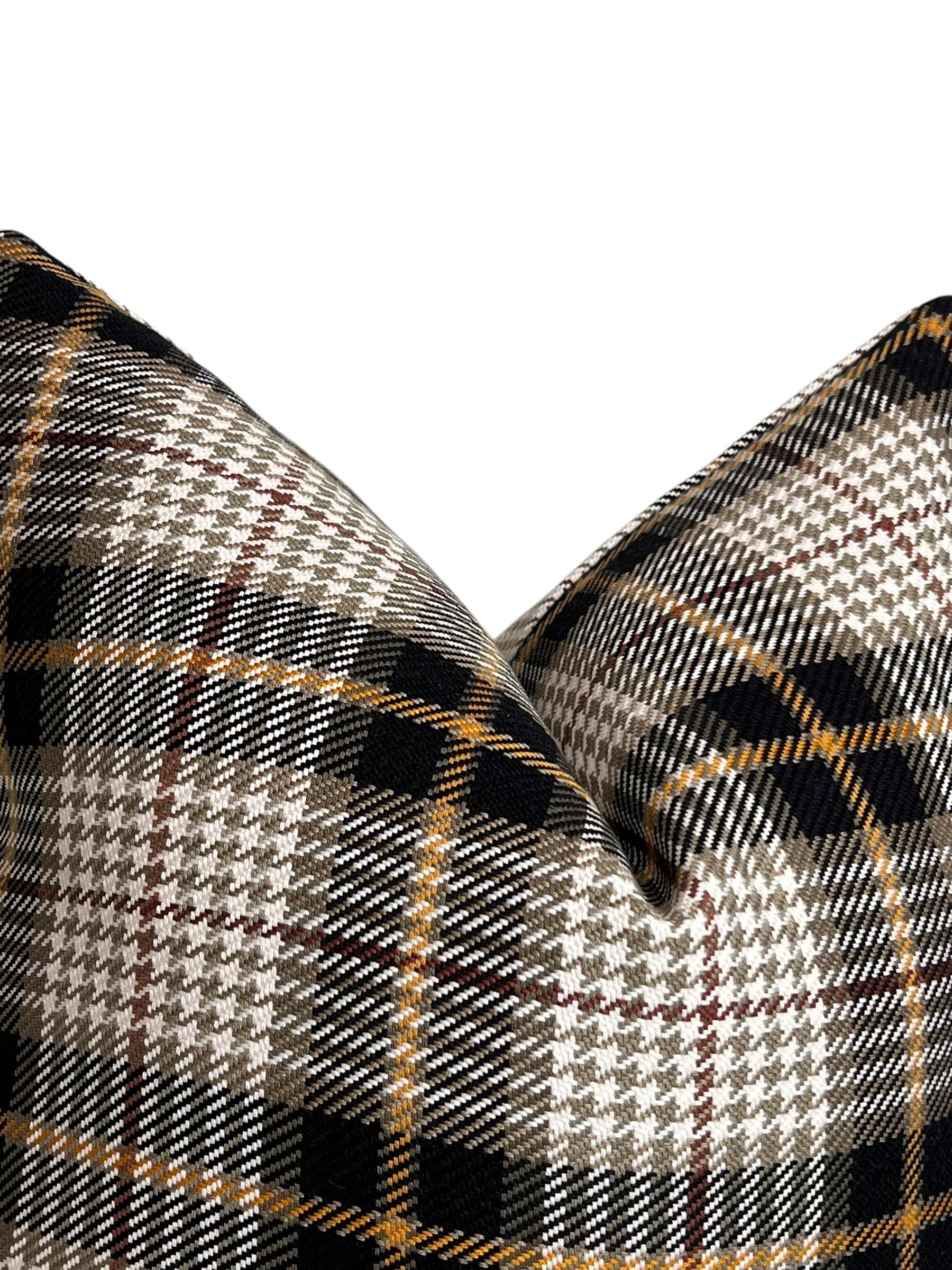 Plaid Wool Pillow Cover | Tartan Houndstooth Cushion, Fall Decor