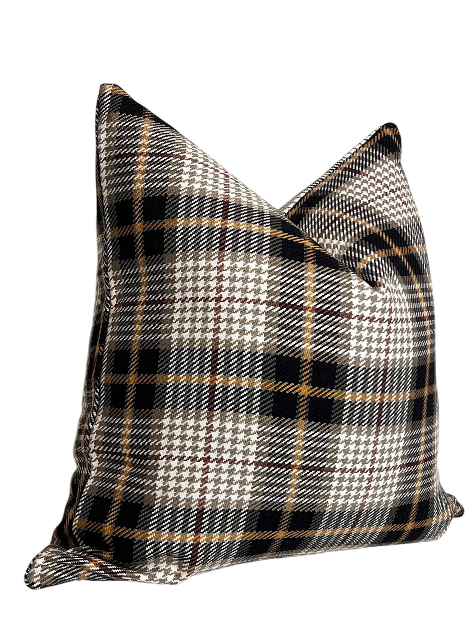 Plaid Wool Pillow Cover | Tartan Houndstooth Cushion, Fall Decor