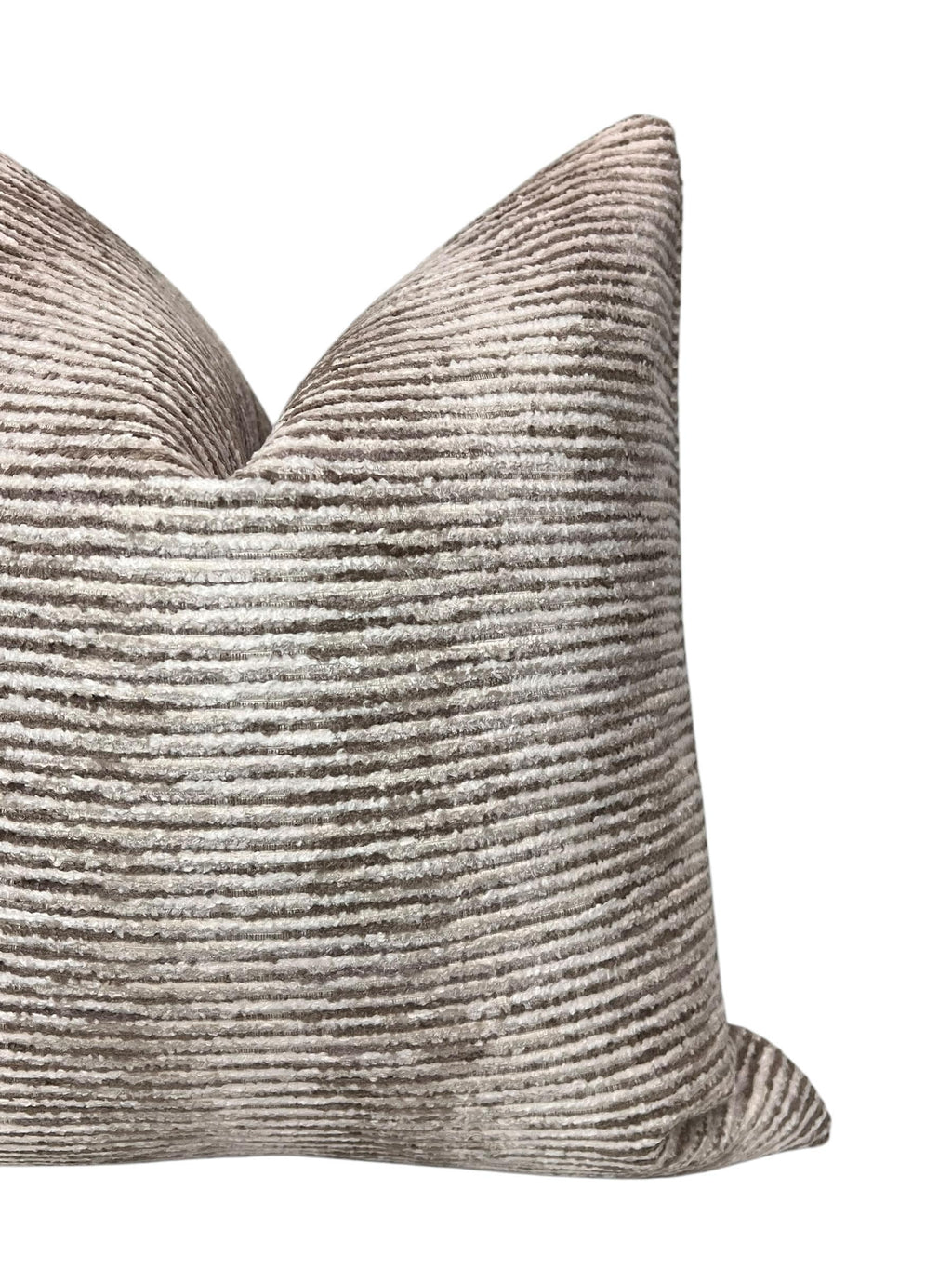 Textured Velvet Pillow Cover, Taupe and Ivory Striped Cushion, Modern Luxe Decor, Neutral Cut Velvet Pillow, Soft Ribbed Throw Pillow Cover