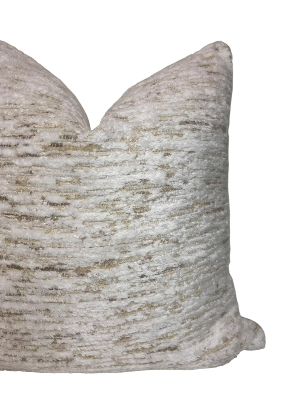 Plush Chenille Pillow Cover, Taupe and Ivory Striped Cushion, Modern Luxe Decor, Neutral Cut Velvet Pillow, Soft Ribbed Throw Pillow Cover