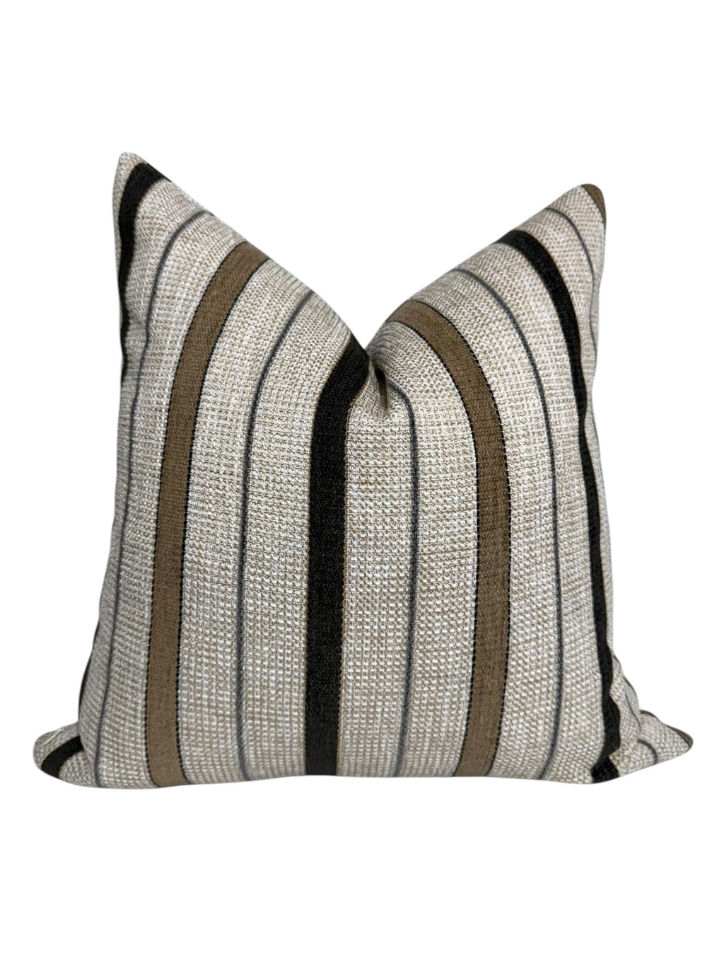 Neutral Striped Pillow Cover | Textured Beige & Black Throw Pillow | Modern Farmhouse Cushion Cover | Handwoven Striped Pillow Cover