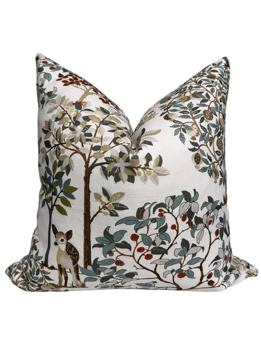 Woodland Animal Pillow Cover, Forest Theme cushion | Deer & Fox Decorative Cushion | Nature-Inspired Pillow | Wildlife Forest Throw Pillow