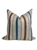 Handwoven Striped Pillow Cover | Beige, Brown, and Blue Cushion