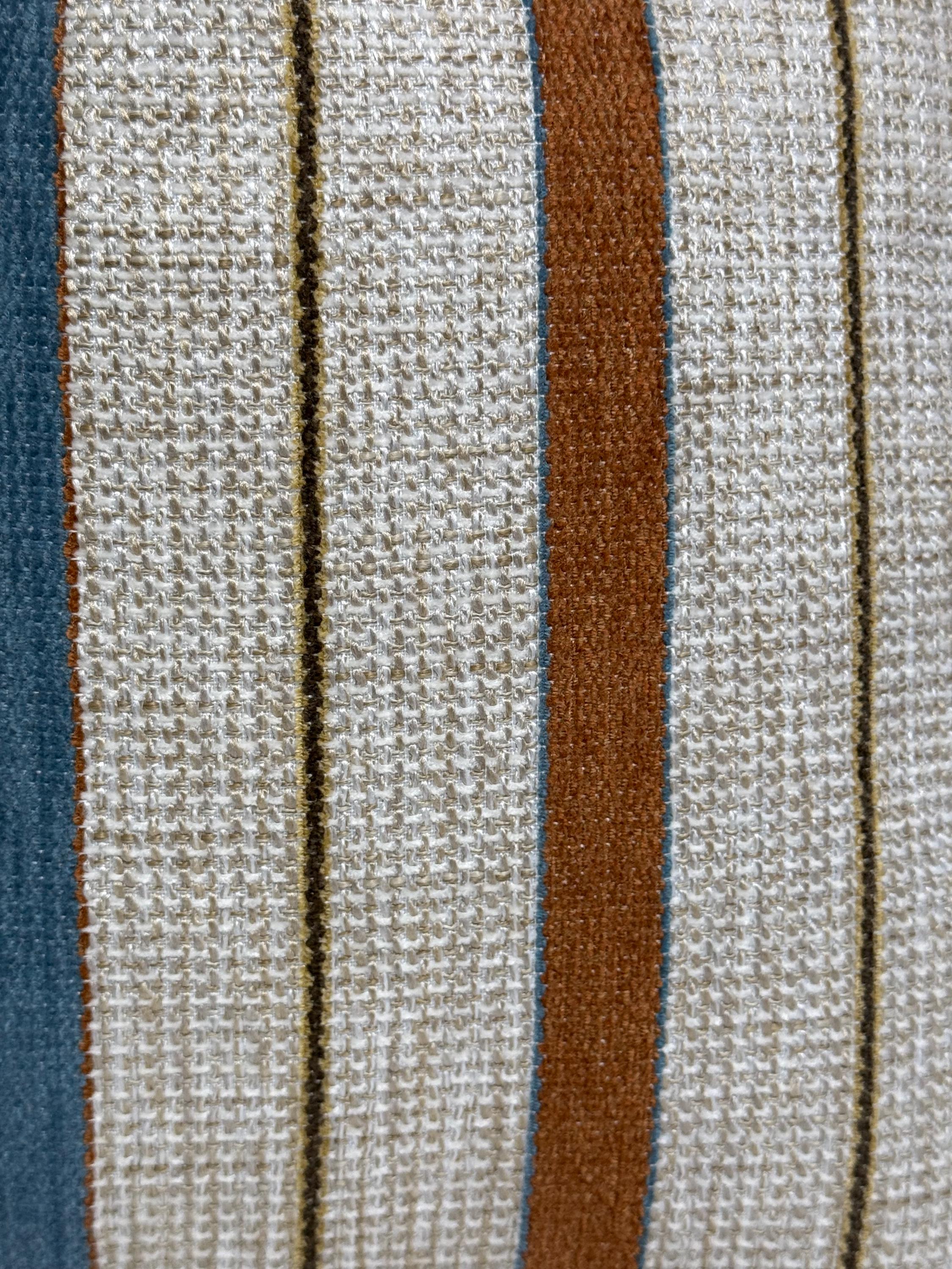 Handwoven Striped Pillow Cover | Beige, Brown, and Blue Cushion