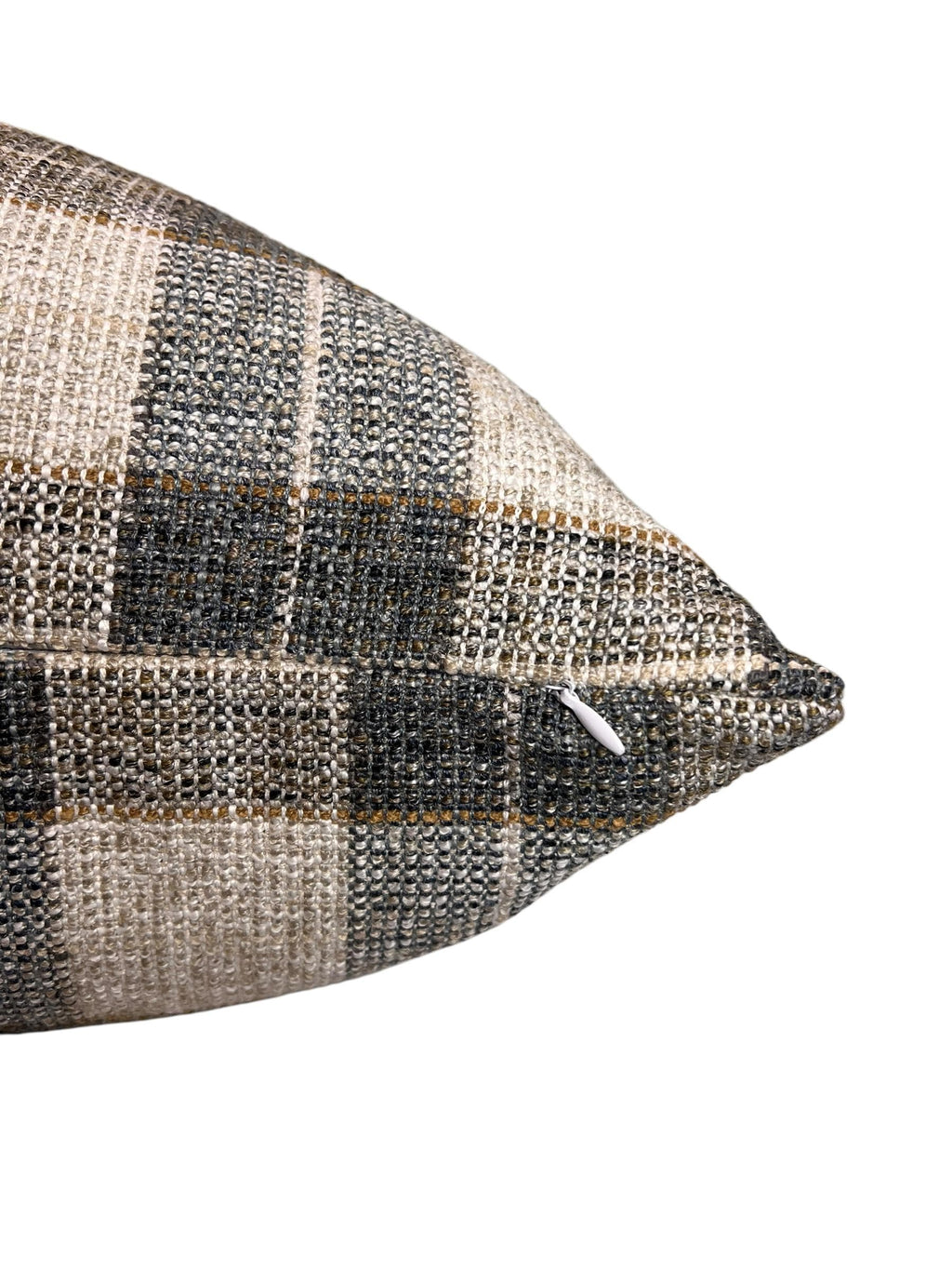 Neutral Beige Gray, Plaid Linen Pillow Cover, Farmhouse Cushion