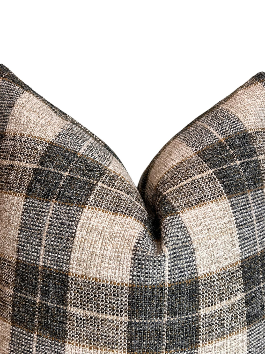 Neutral Beige Gray, Plaid Linen Pillow Cover, Farmhouse Cushion