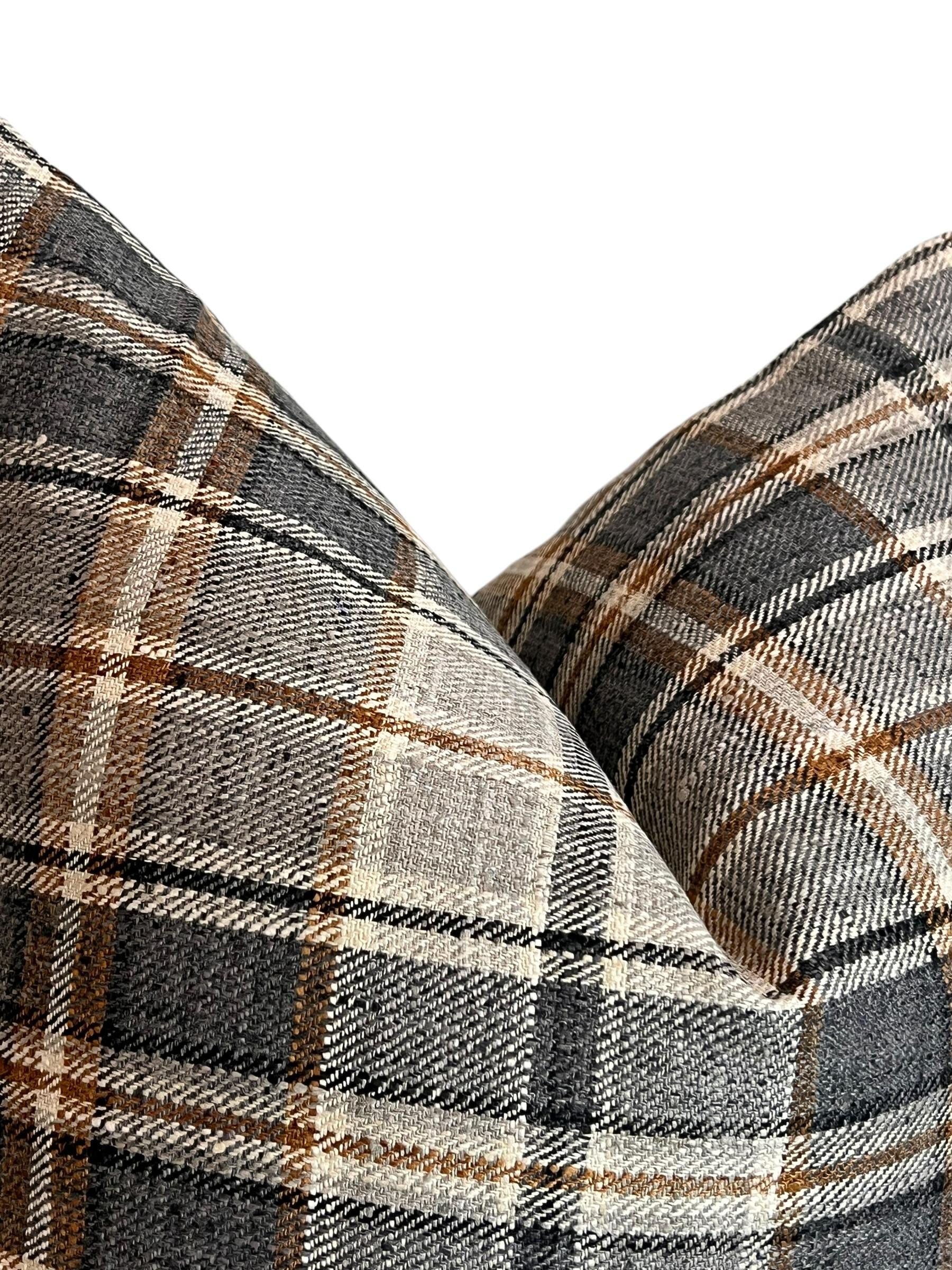 Fall plaid Pillow Cover, Rustic Checkered Pillow Cover, Country Chic Decor, Neutral Plaid Cushion Cover, Classic Tartan Throw Pillow
