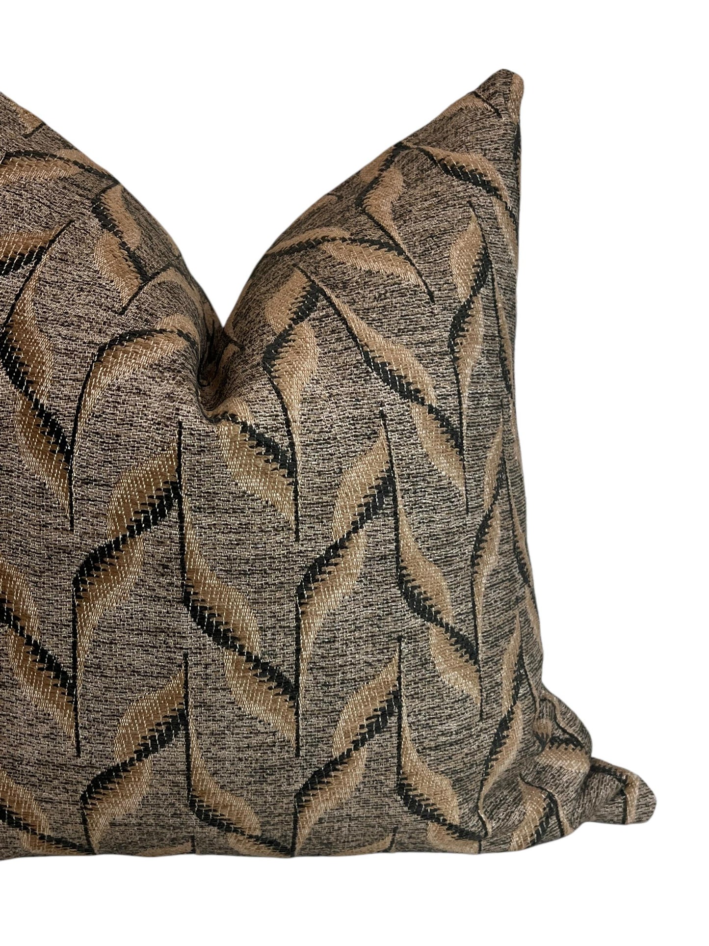 Modern Geometric Pillow Cover, boho Cushion Cover, earthy Tones accent cushion, Abstract Pattern Pillow, Black and Brown Pillow.