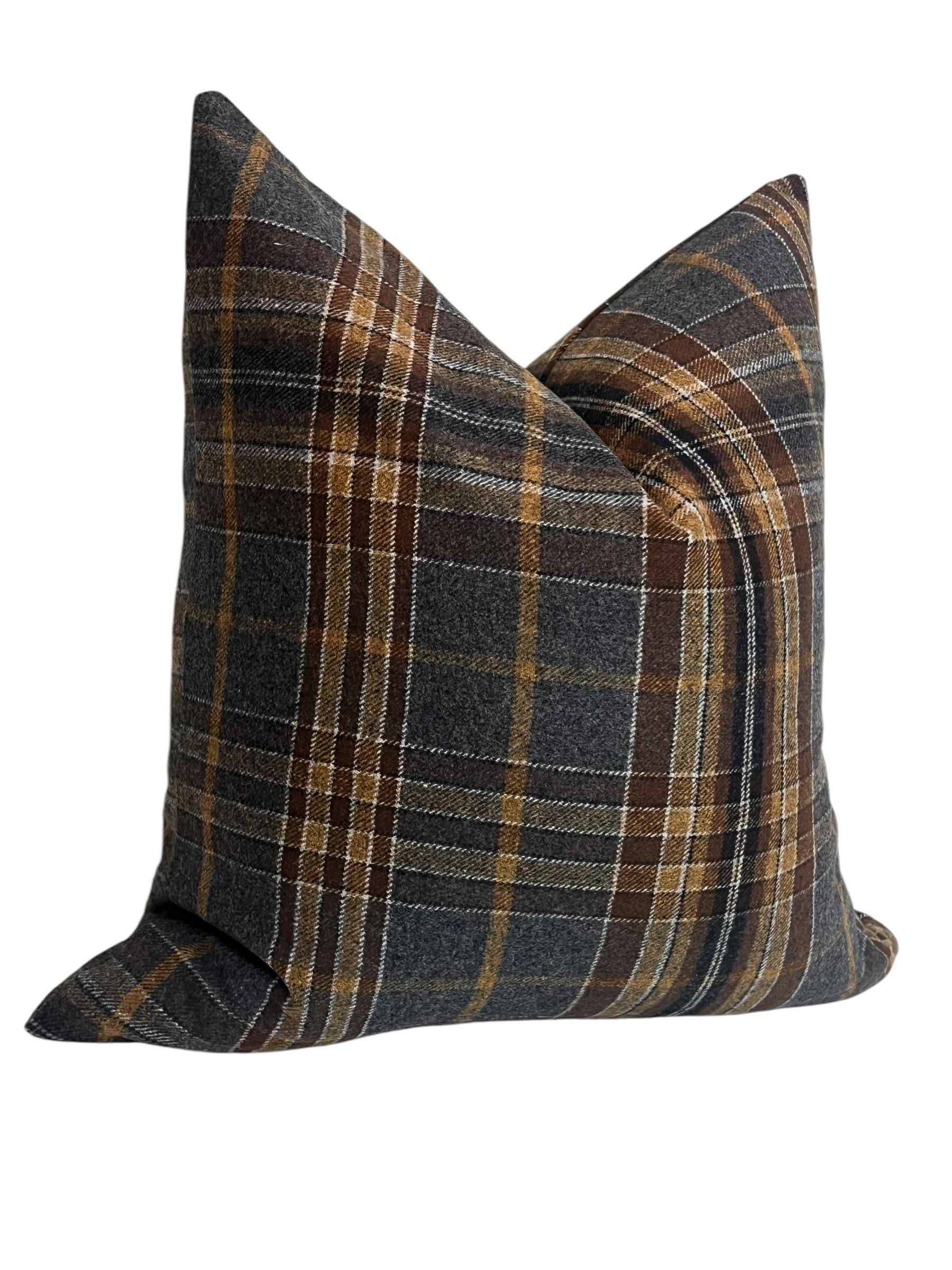 Dark plaid Pillow Cover, Flannel Plaid Throw Pillow, dark Tartan Pillow Cover, Vintage inspired Cushion, Warm Autumn decor,Classic Plaid