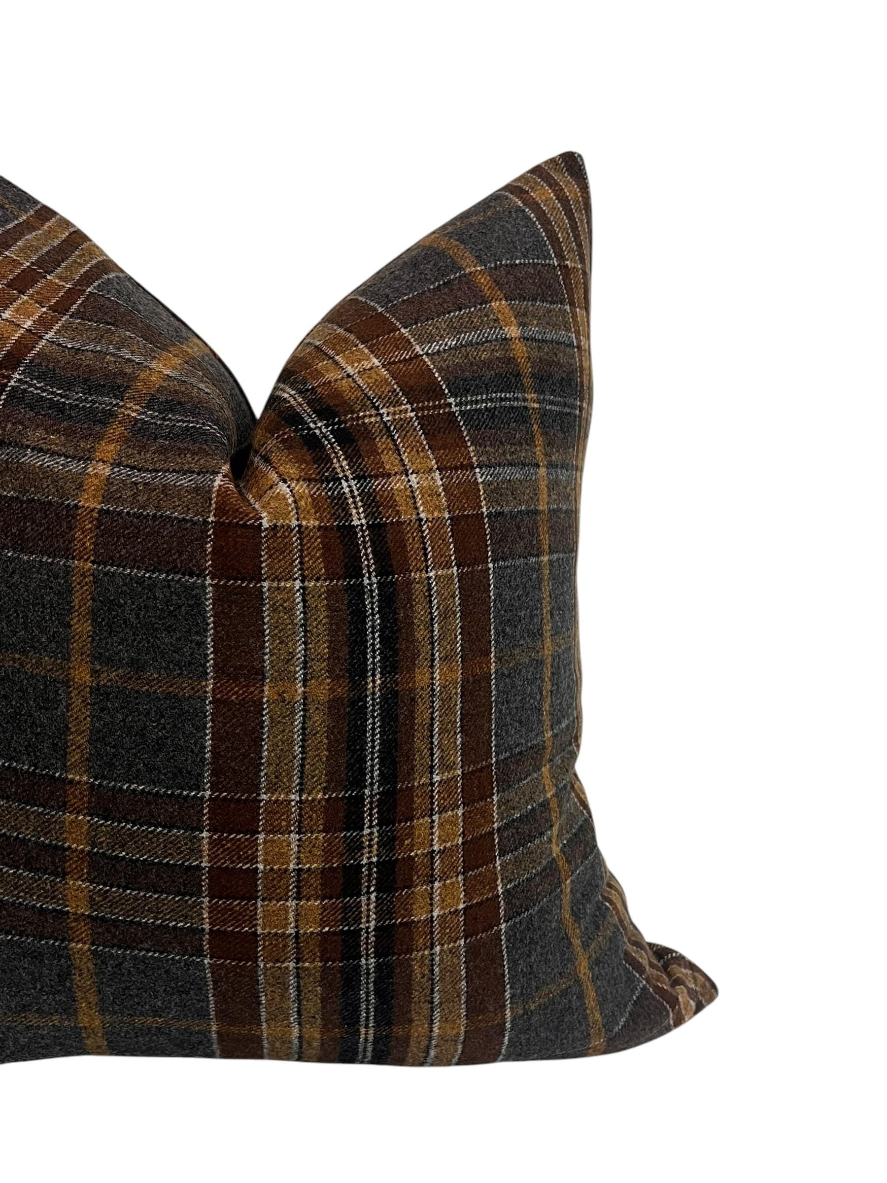 Dark plaid Pillow Cover, Flannel Plaid Throw Pillow, dark Tartan Pillow Cover, Vintage inspired Cushion, Warm Autumn decor,Classic Plaid