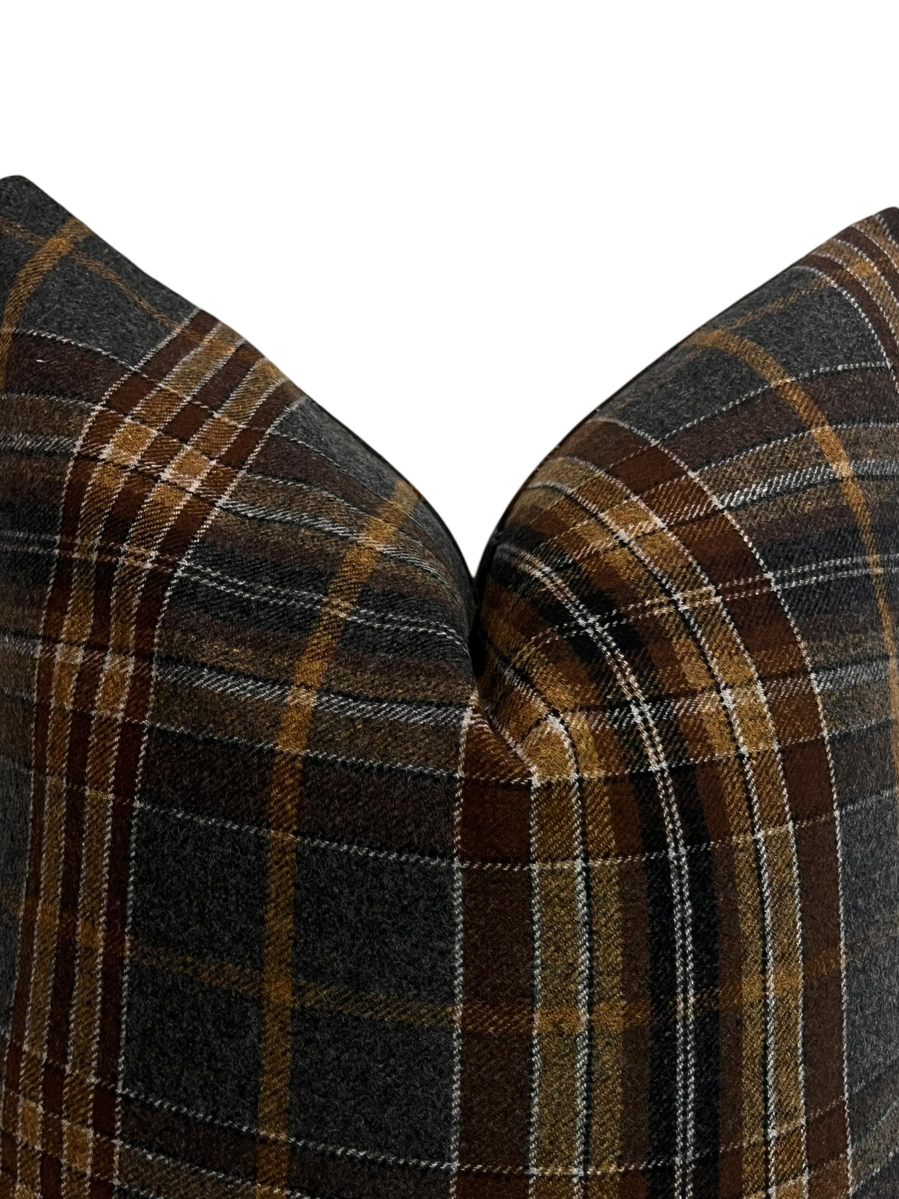Dark plaid Pillow Cover, Flannel Plaid Throw Pillow, dark Tartan Pillow Cover, Vintage inspired Cushion, Warm Autumn decor,Classic Plaid