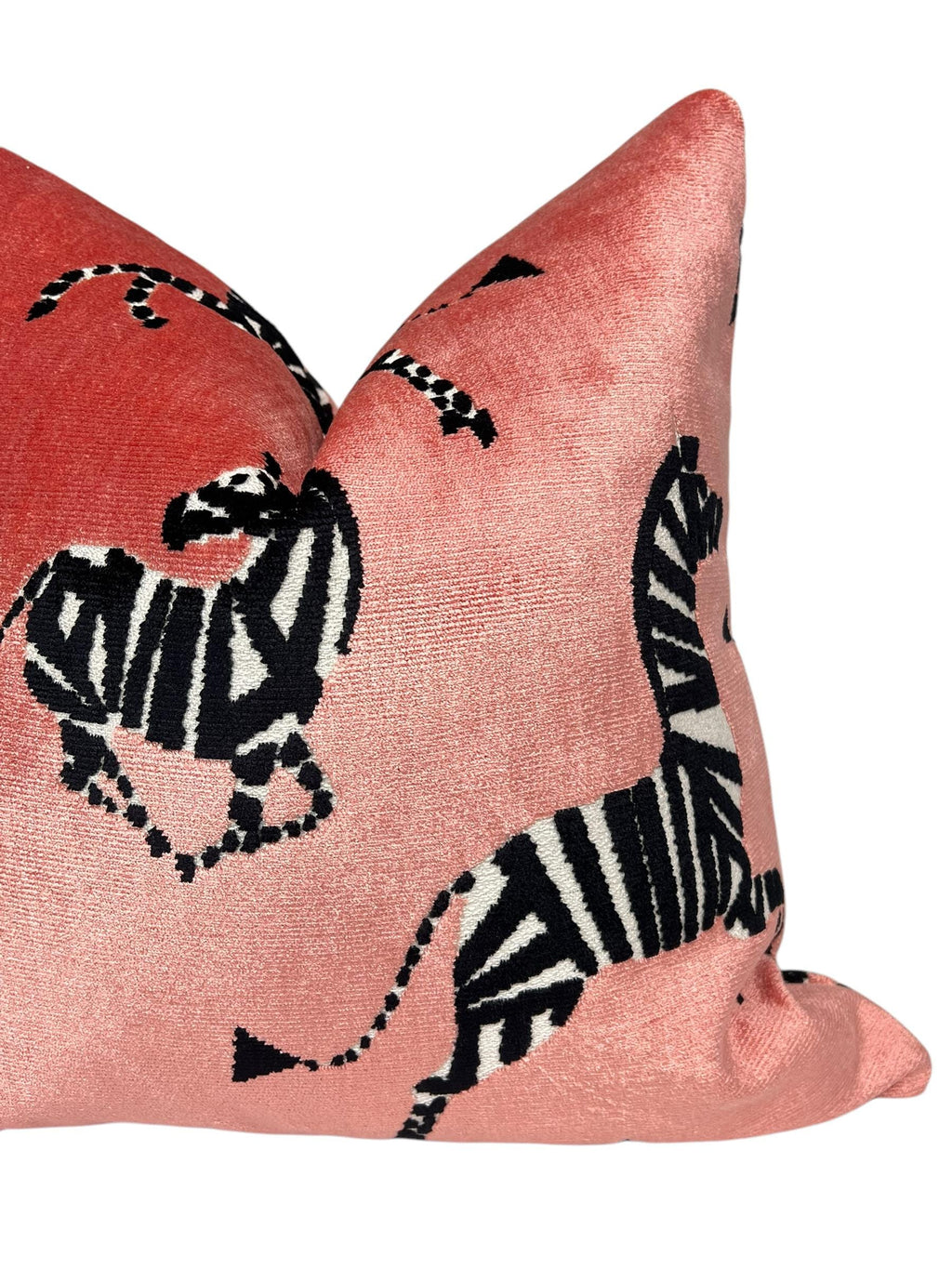 Dancing Zebra Pink Velvet Pillow Cover, Exotic Animal Print Pillow Cover, Safari Decor Velvet Pillow, Pink and Black Zebra Cushion