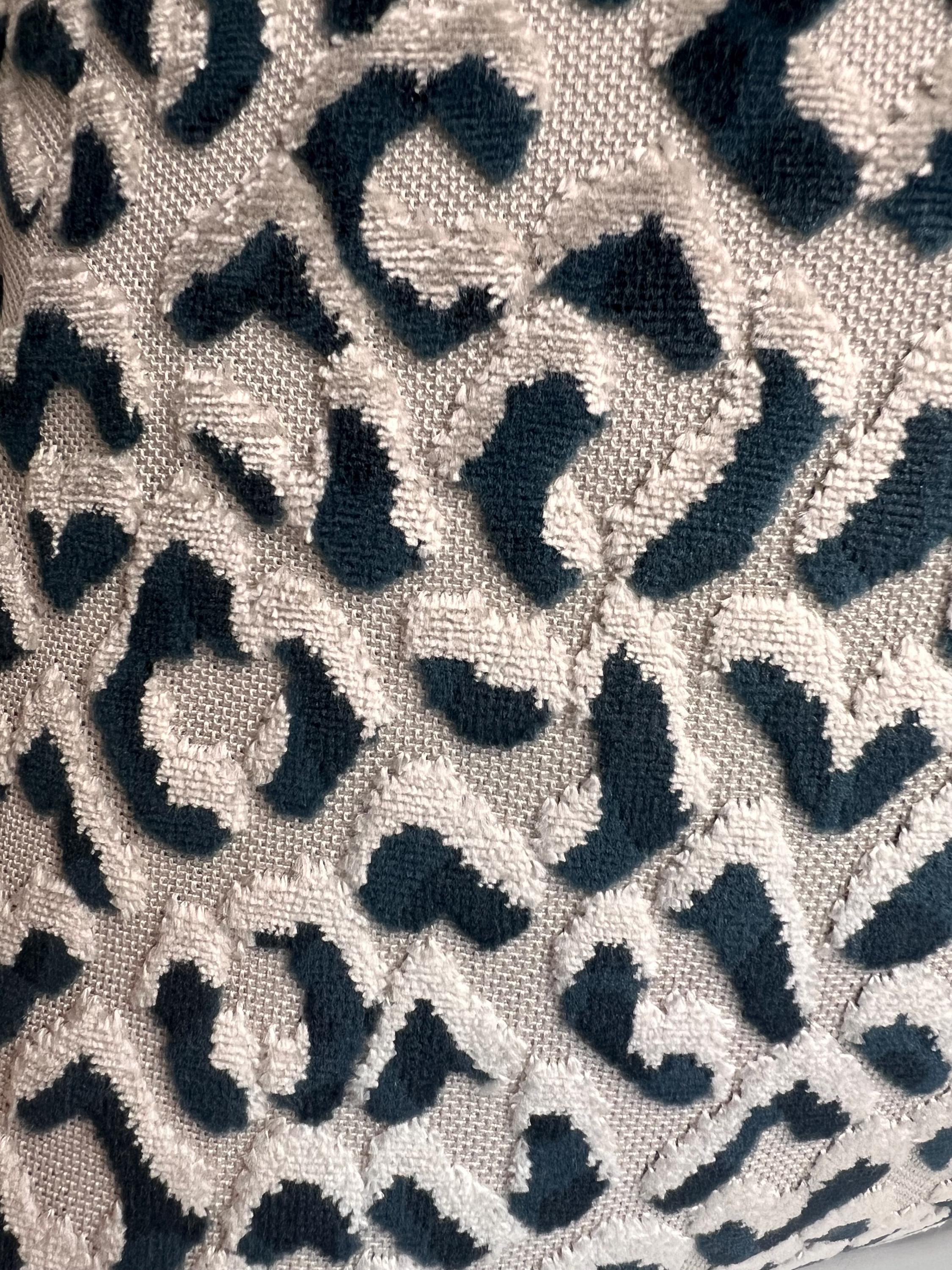 Handmade Blue Leopard Print Velvet Pillow Cover