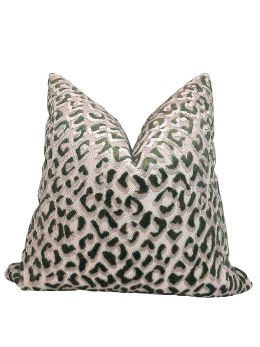 Leopard Print Pillow Cover, green and white Velvet Ocelot, Animal Print Pillow, Cheetah Velvet Pillow Cushion, modern accent throw Cushion