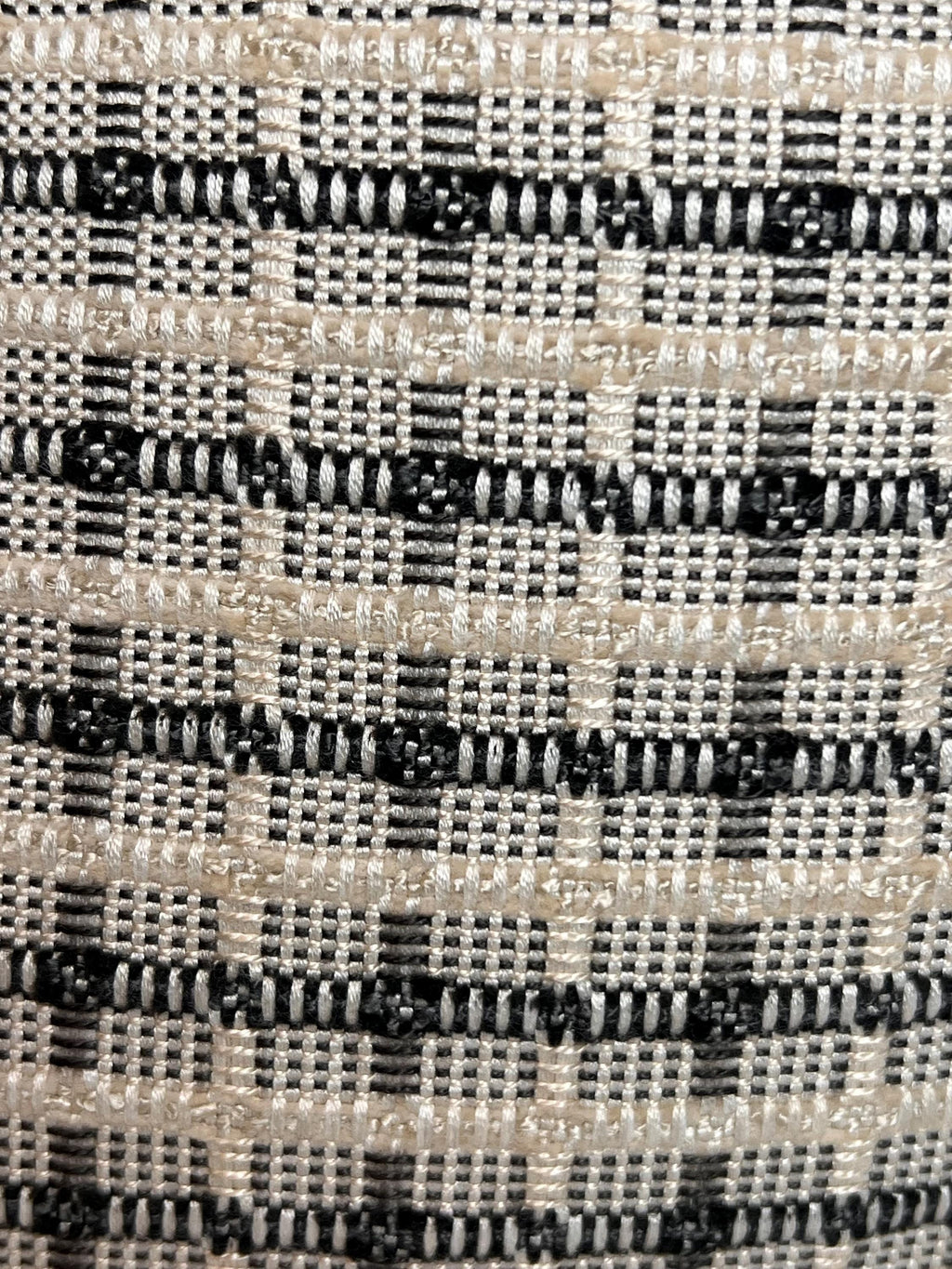 Handwoven Black and Beige Plaid Pillow Cover, Rustic Farmhouse Cushion