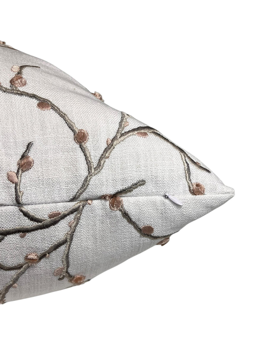 Embroidered Cherry Blossom Pillow Cover | Linen Blend Cushion, Handmade